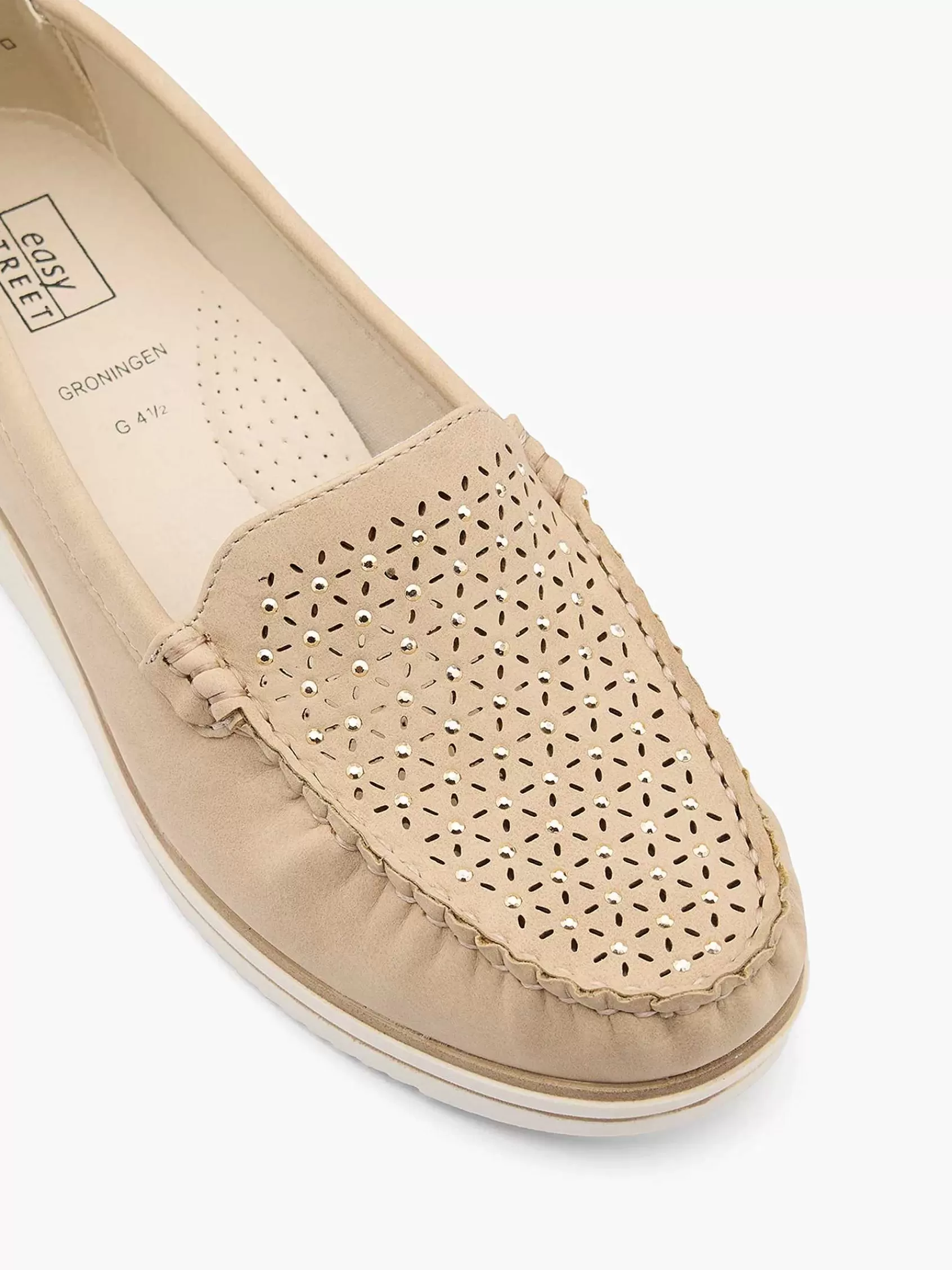 Dames Easy Street Comfort Schoenen-Beige Comfort Instapper