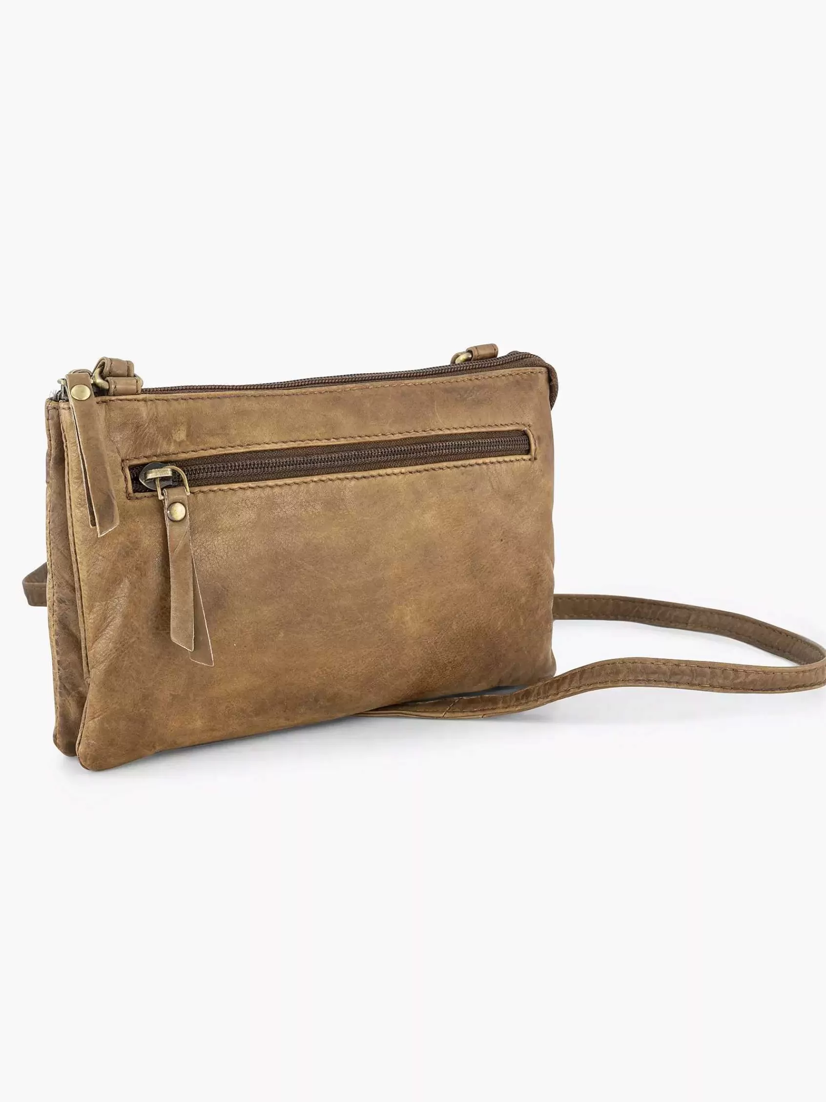 Dames 5th Avenue Online Exclusive Accessoires-Beige Leren Schoudertas