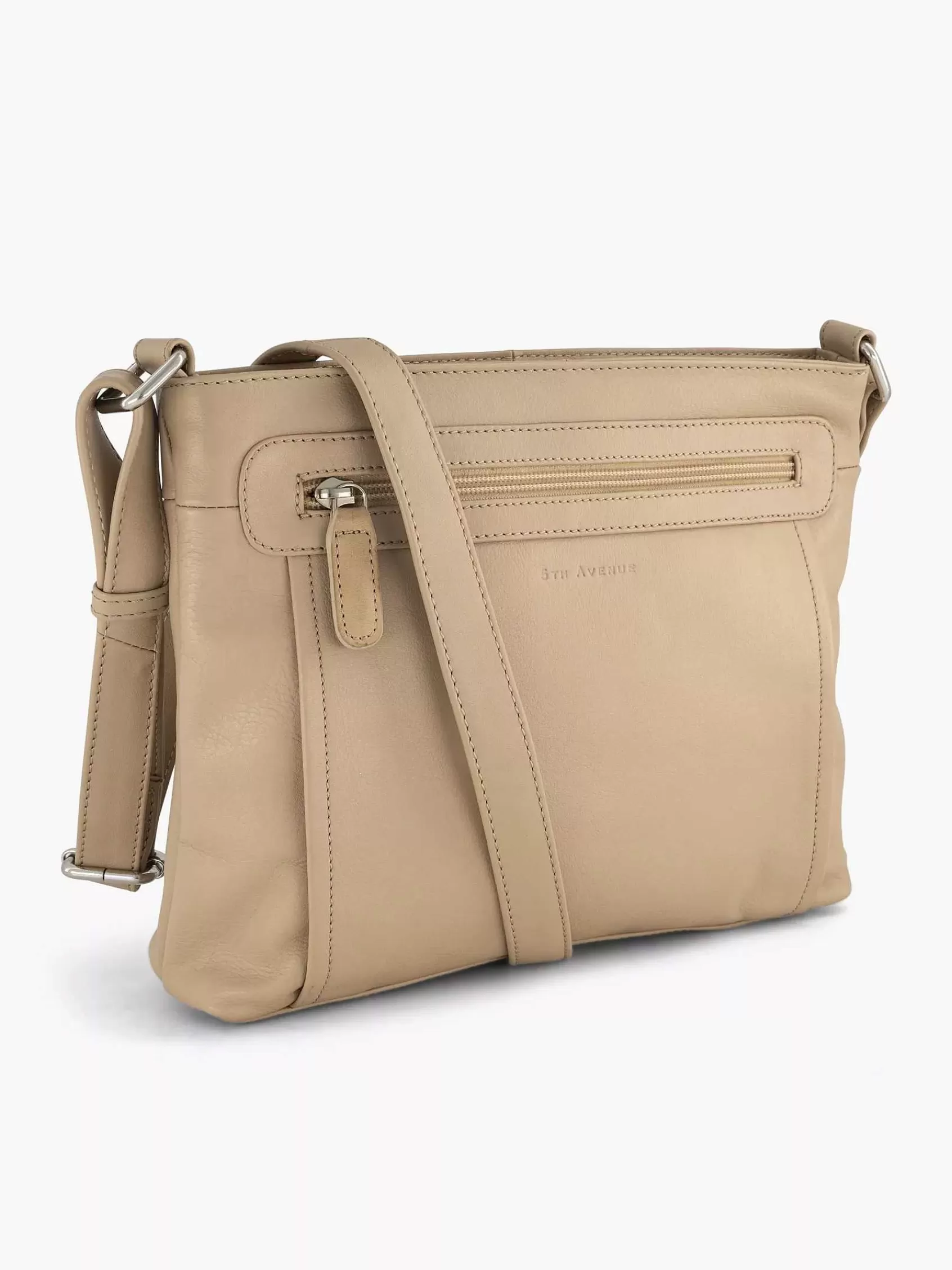 Dames 5th Avenue Online Exclusive Accessoires-Beige Leren Schoudertas