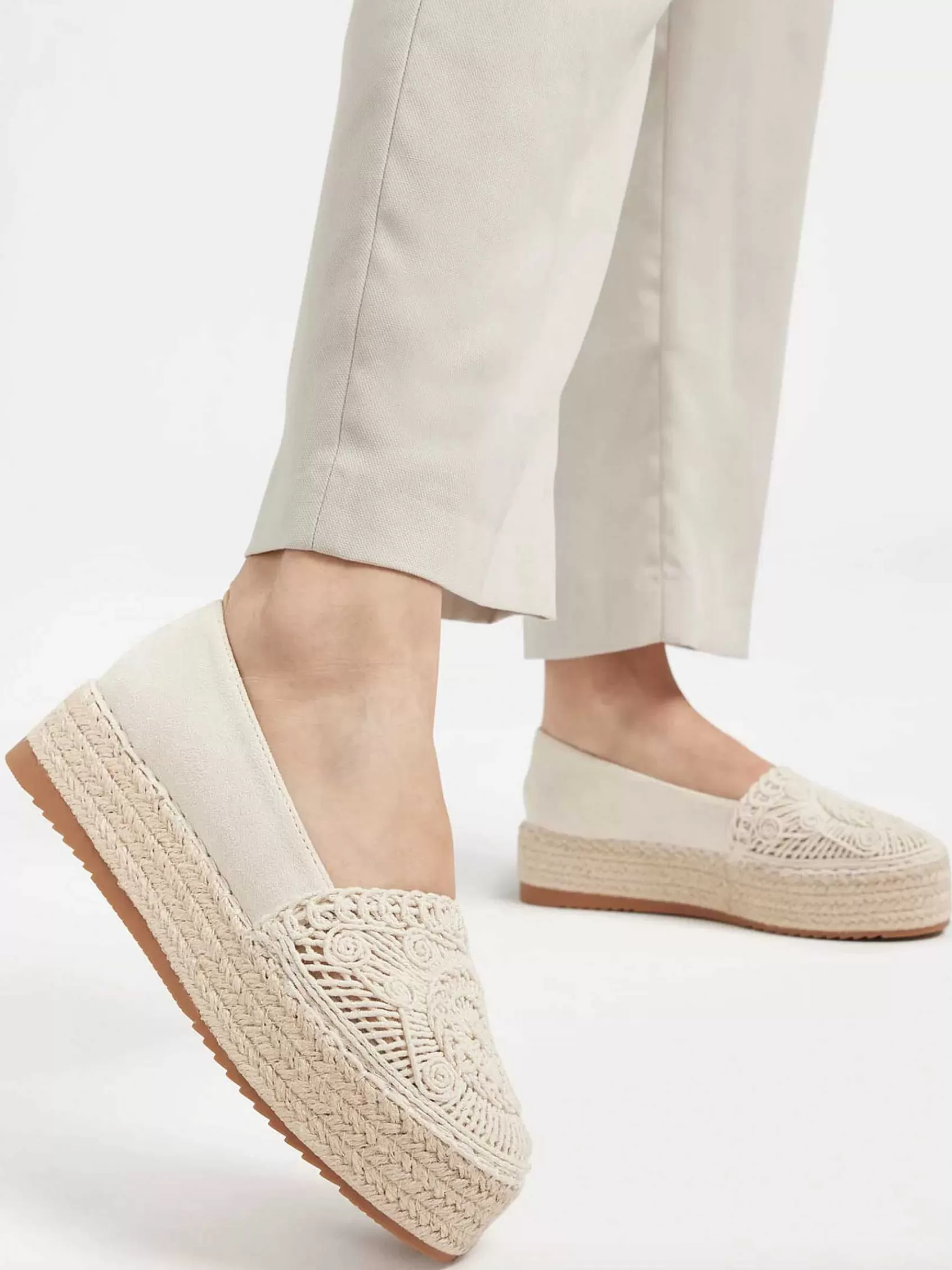 Dames Graceland Instappers-Beige Platform Espadrille