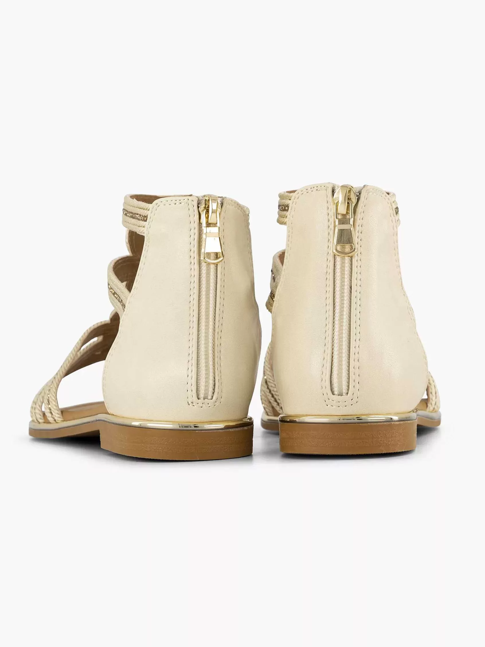 Dames Graceland Sandalen-Beige Sandaal Steentjes