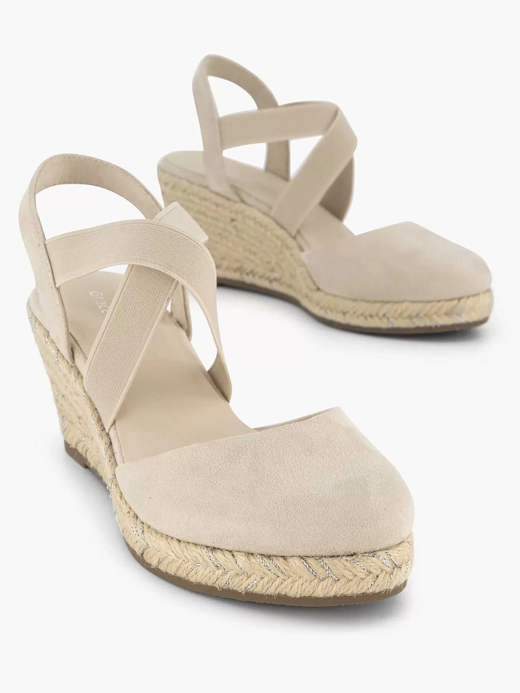 Dames Graceland Sandalen-Beige Slingback Sleehak