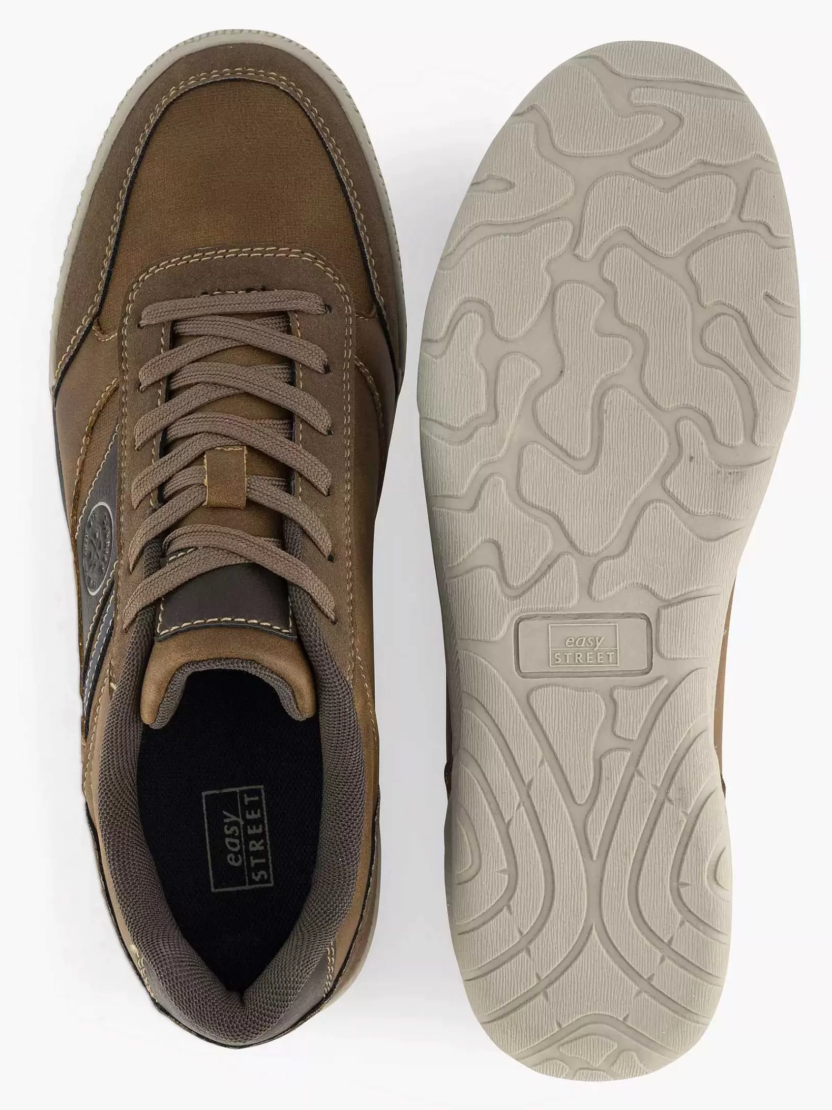 Heren Easy Street Sneakers-Bruine Comfort Sneaker