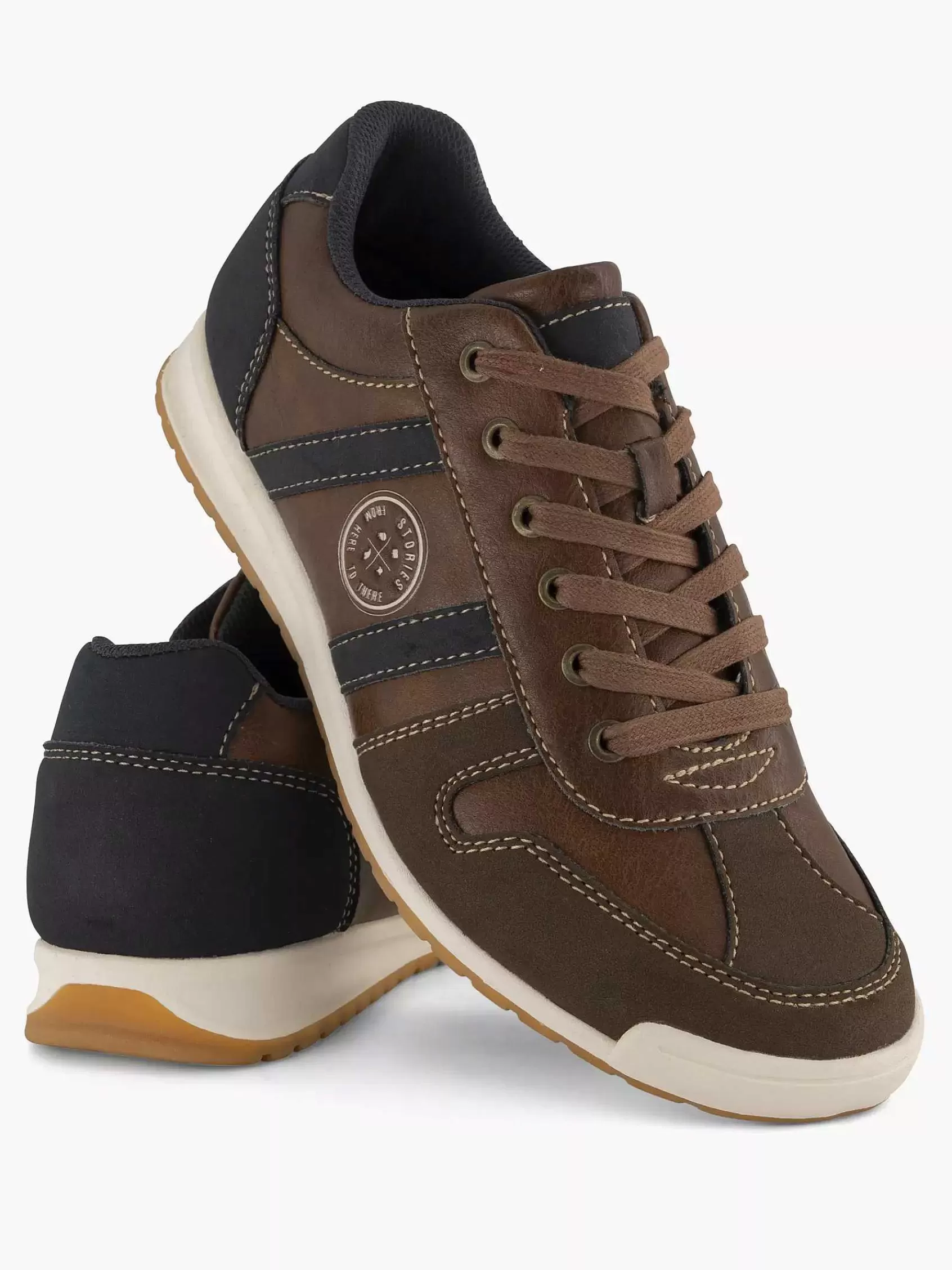 Heren Easy Street Sneakers-Bruine Comfort Sneaker