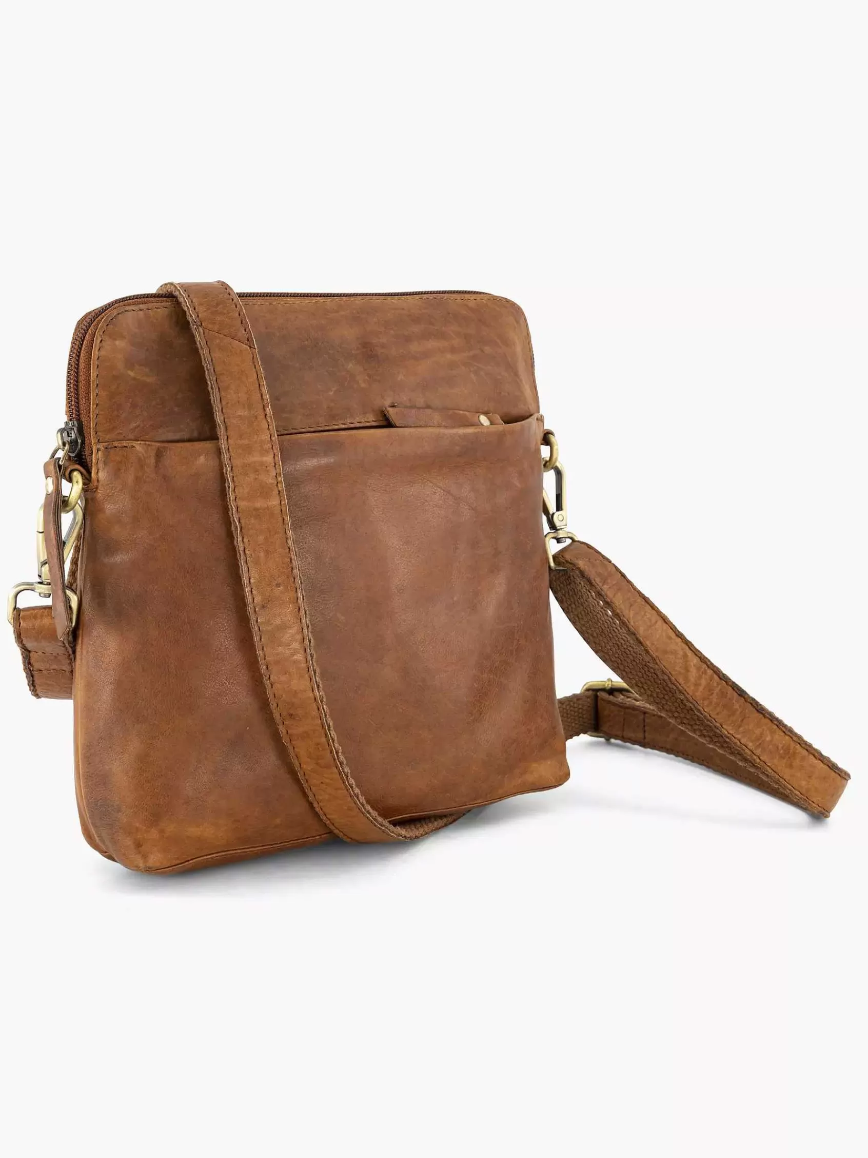 Dames 5th Avenue Online Exclusive Accessoires-Cognac Leren Schoudertas