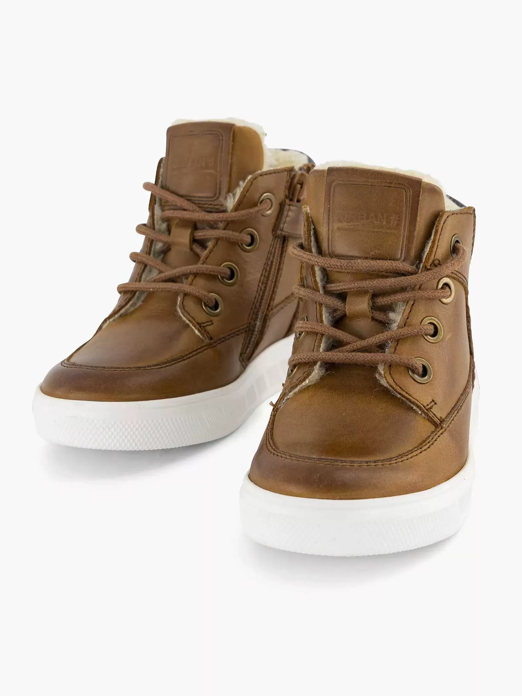 Kinderen Vty Babyschoenen-Cognac Leren Sneaker