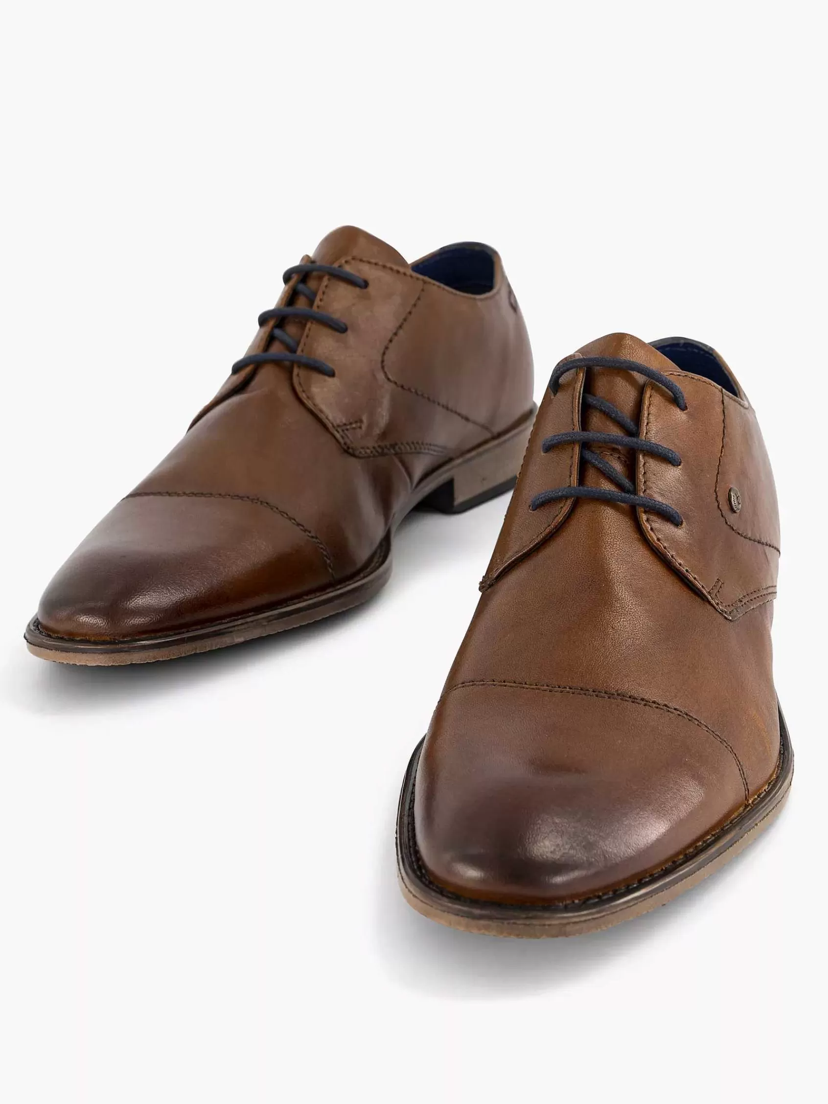 Heren Bugatti Geklede Schoenen-Cognac Leren Veterschoen