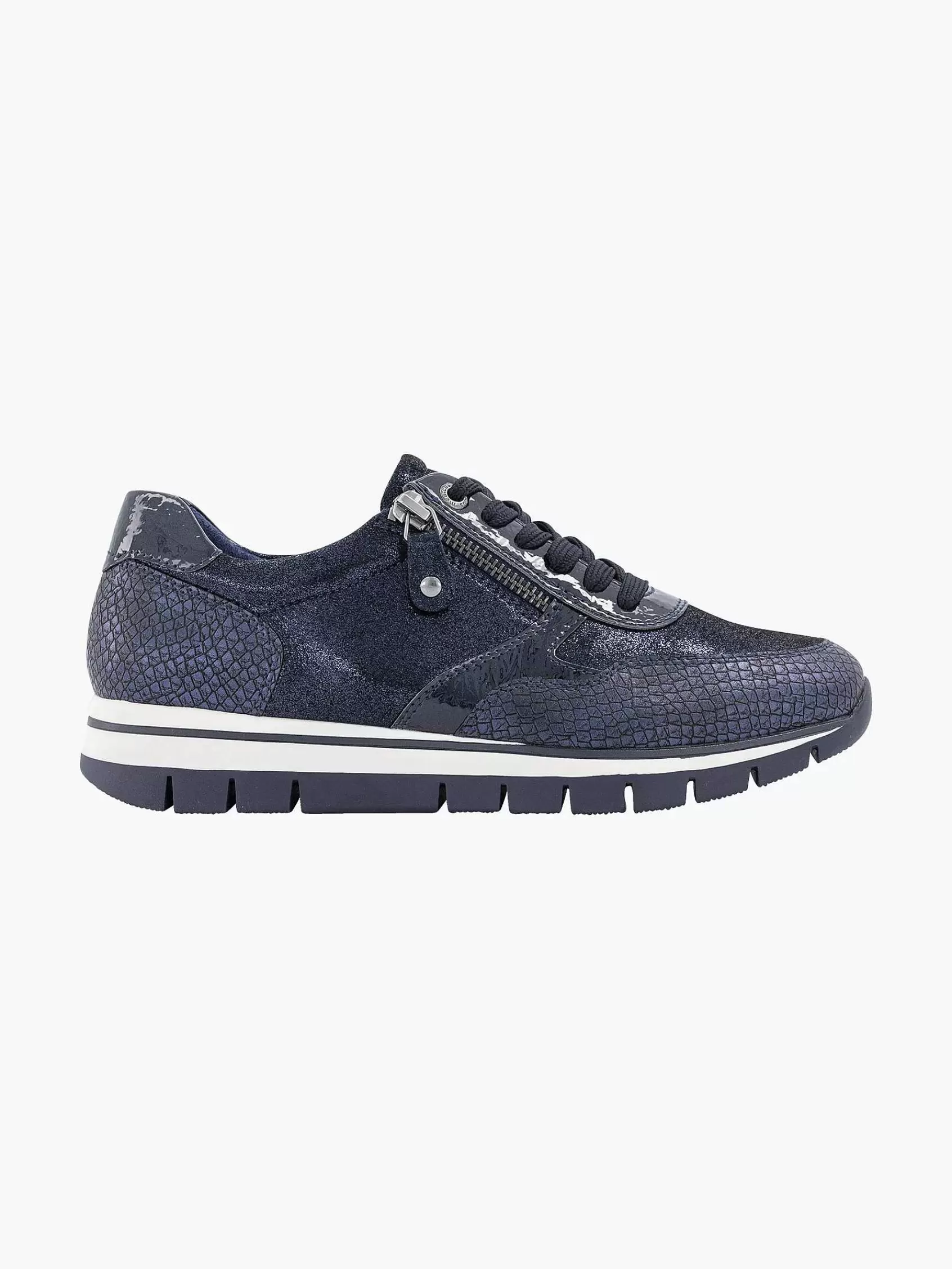 Dames Medicus Comfort Schoenen-Donkerblauwe Comfort Sneaker Croco