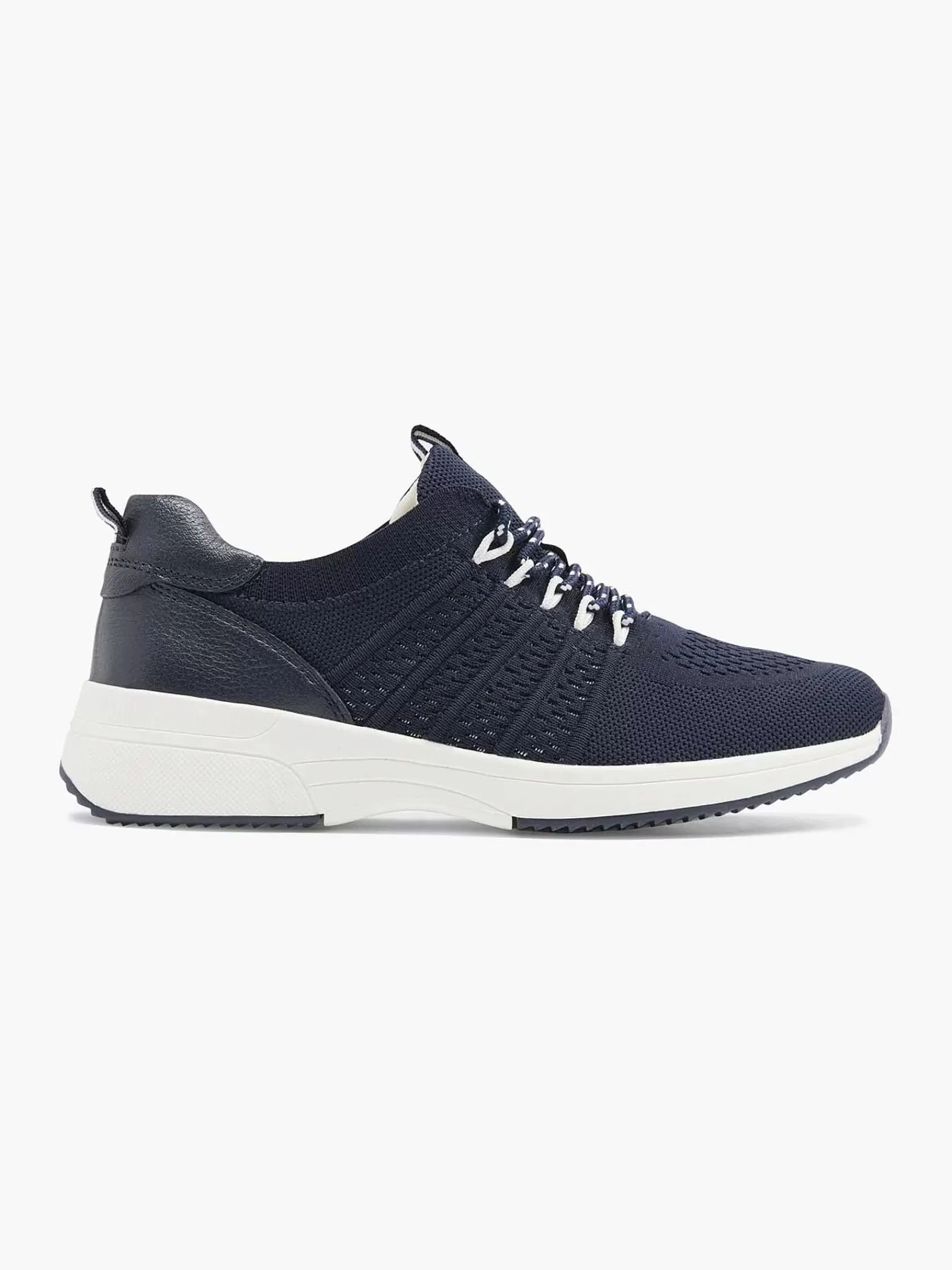 Dames Medicus Comfort Schoenen-Donkerblauwe Leren Comfort Sneaker