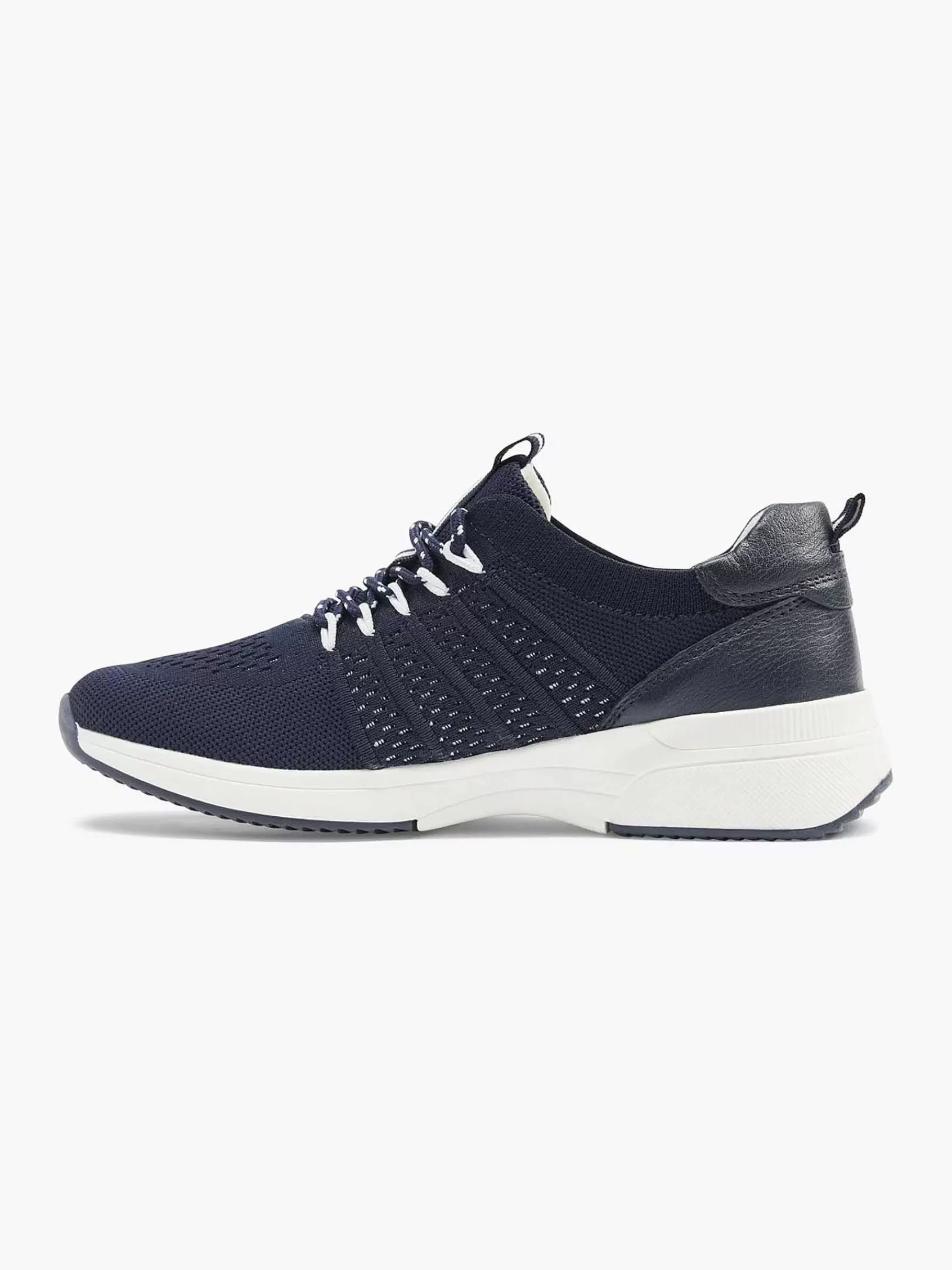 Dames Medicus Comfort Schoenen-Donkerblauwe Leren Comfort Sneaker