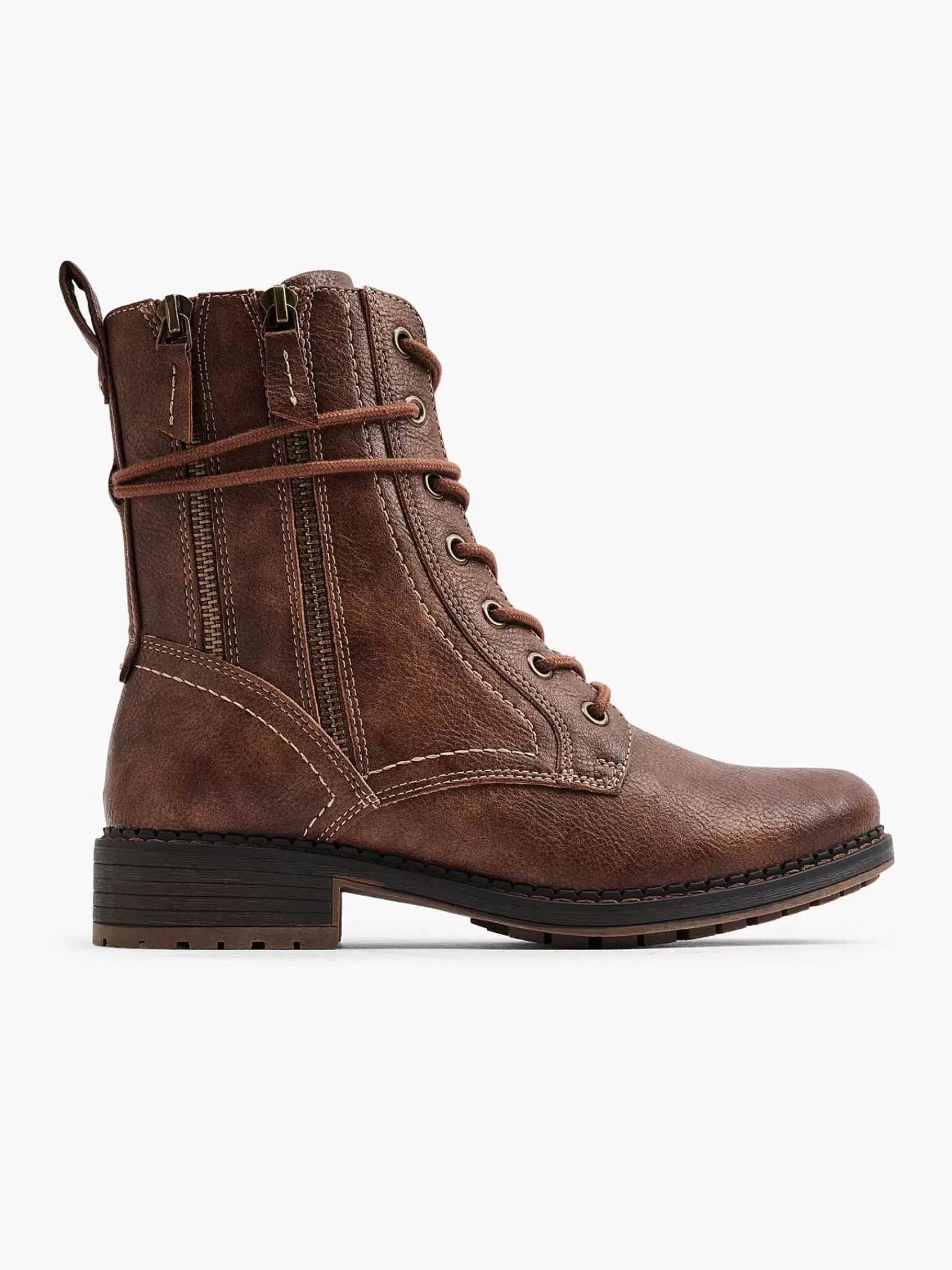 Dames Easy Street Enkellaarzen & Boots-Donkerbruine Veterboot