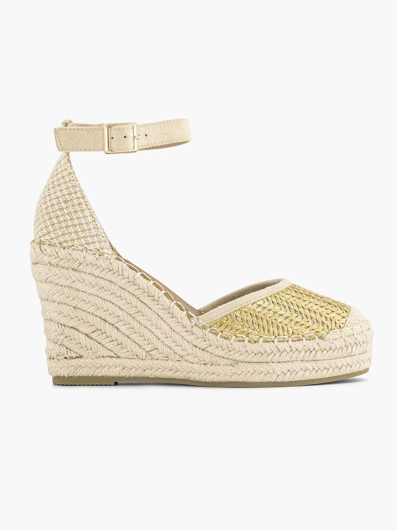 Dames Graceland Hoge Hakken-Gouden Espadrille Sleehak