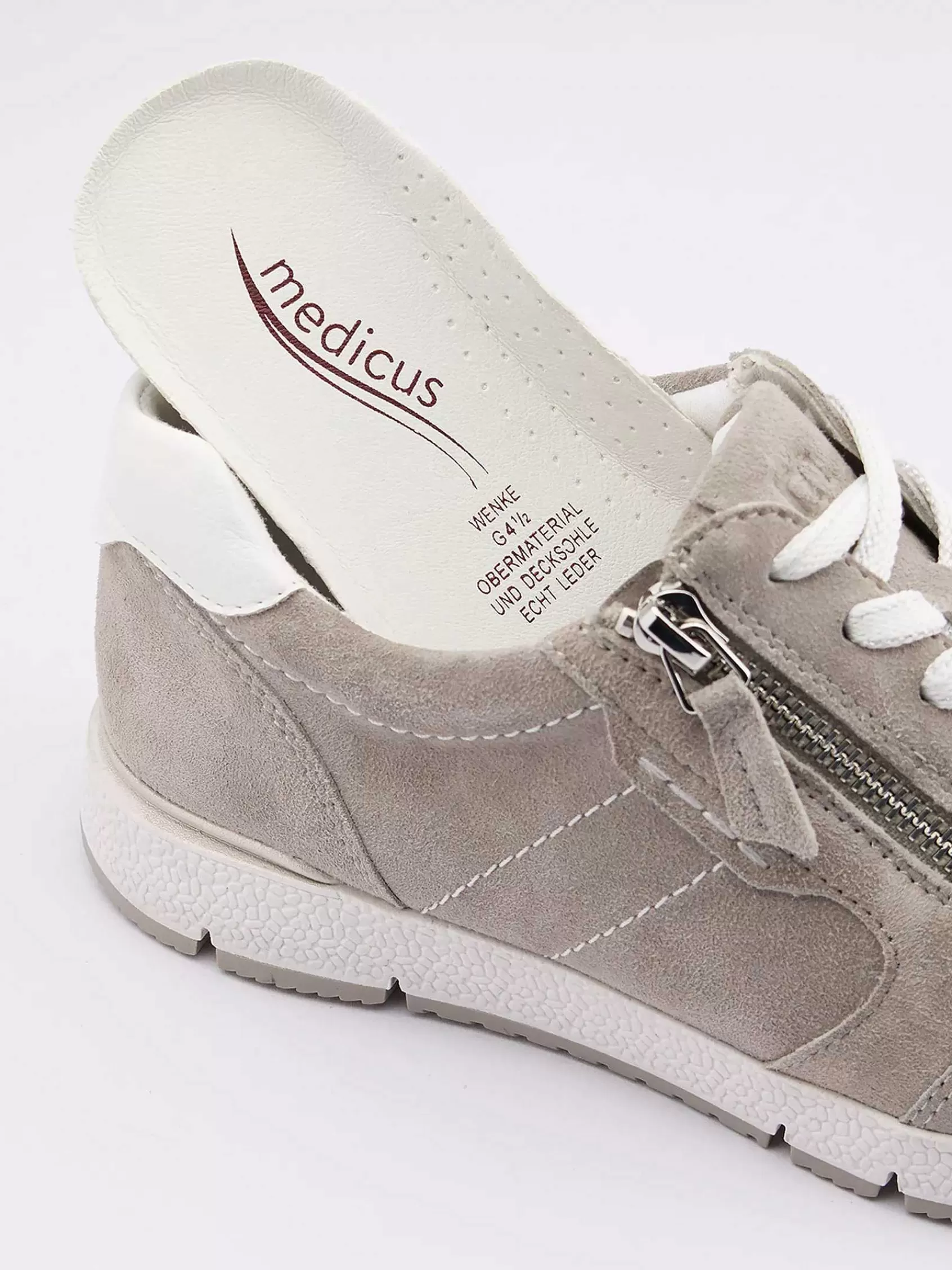 Dames Medicus Comfort Schoenen-Grijze Leren Comfort Sneaker