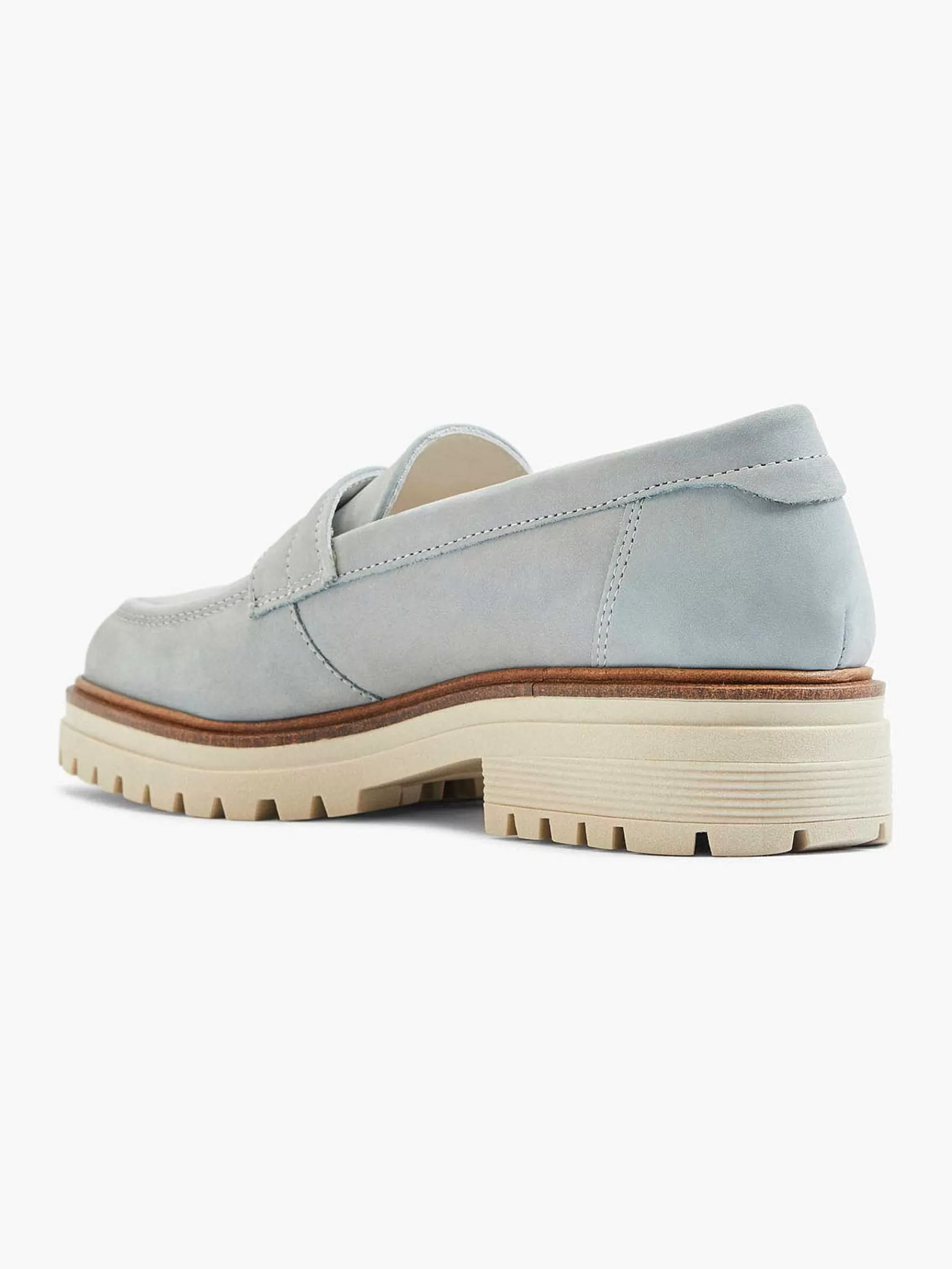 Dames 5th Avenue Instappers-Lichtblauwe Chunky Nubuck Loafer