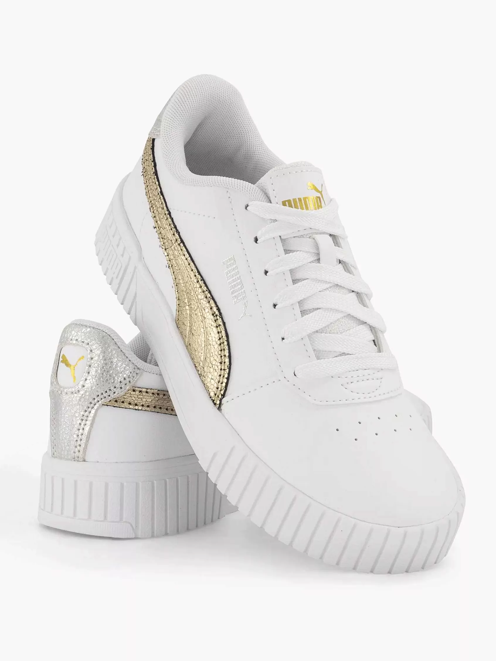 Dames Puma Sneakers-Witte Carina 2.0 Metallic Shine