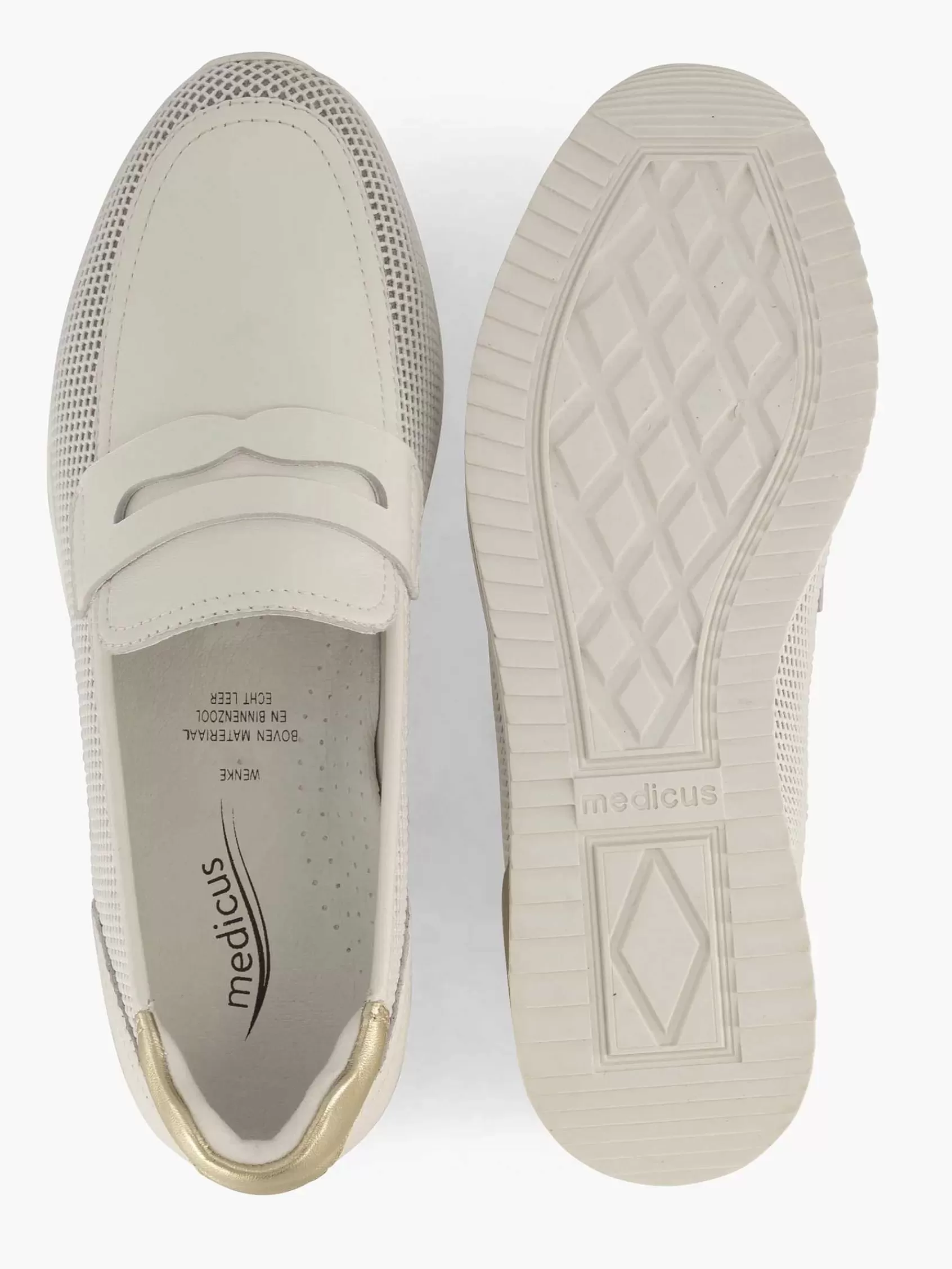 Dames Medicus Comfort Schoenen-Witte Leren Instapper