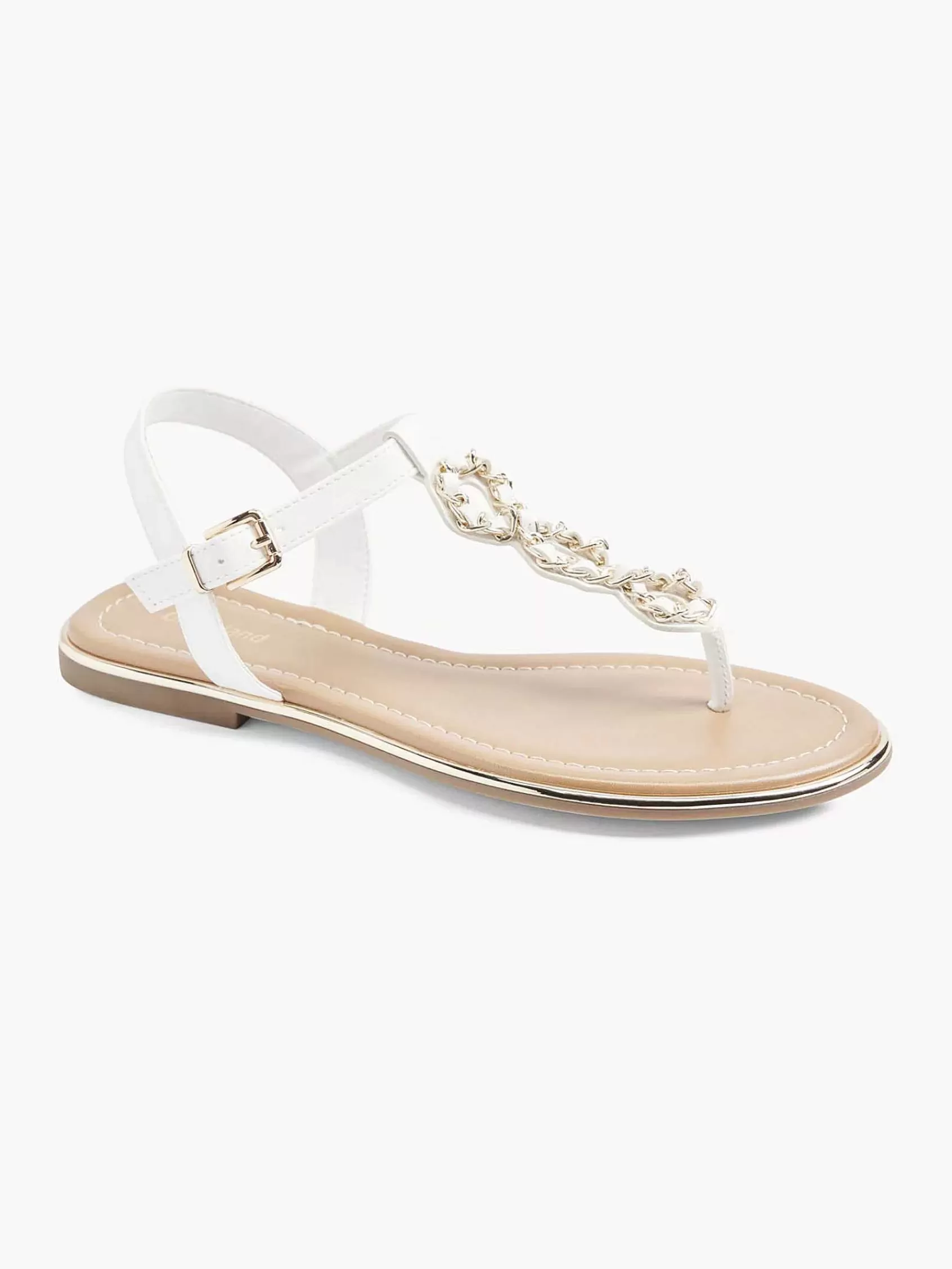 Dames Graceland Sandalen-Witte Sandaal Sierketting