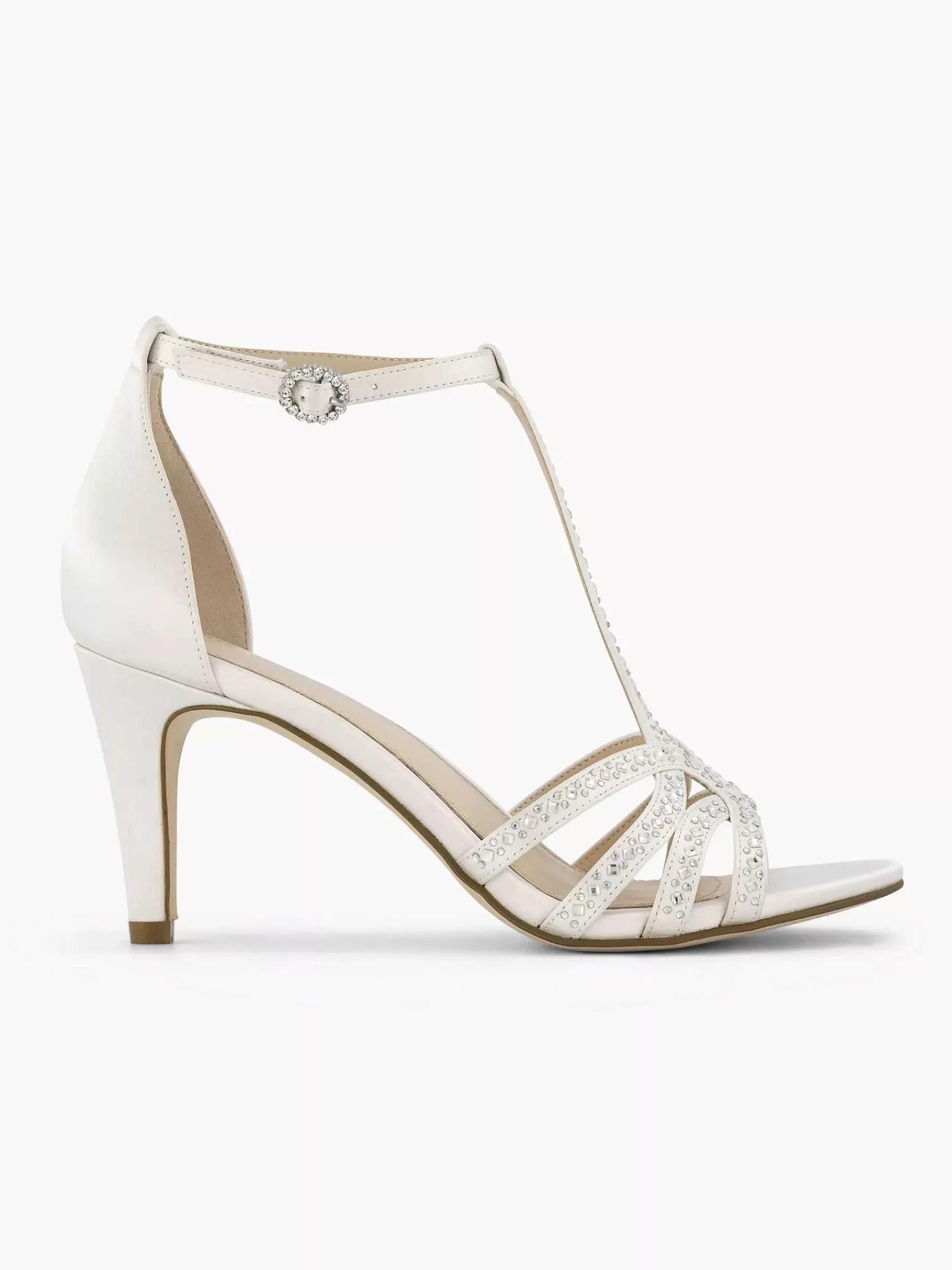 Dames Graceland Hoge Hakken-Witte Sandalette Steentjes