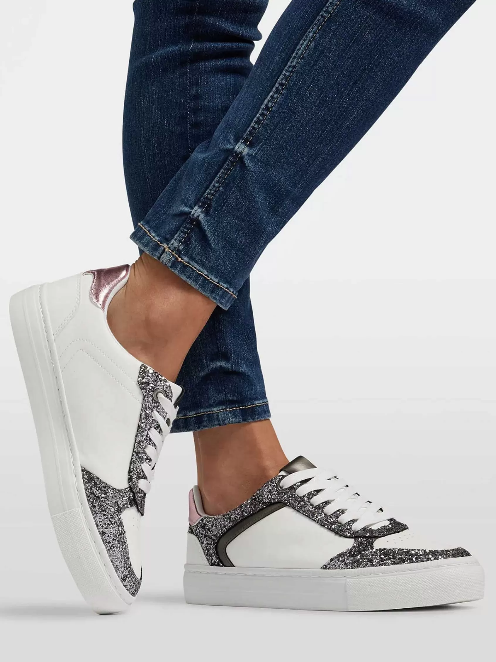 Dames Graceland Sneakers-Witte Sneaker Glitter