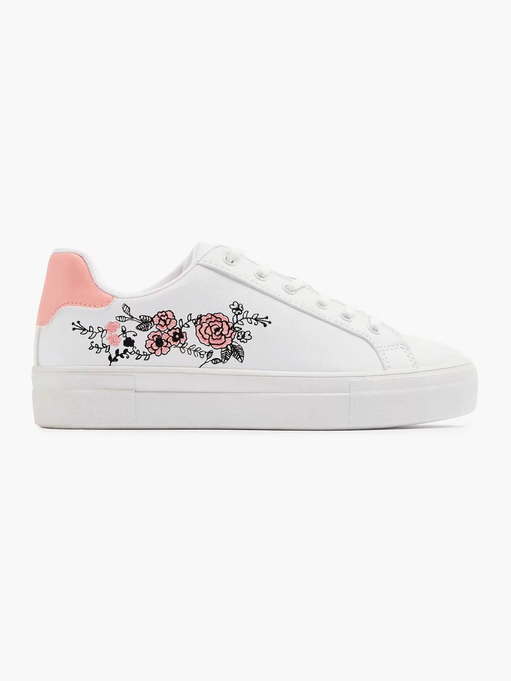 Dames Graceland Sneakers-Witte Sneaker Roze Bloemen