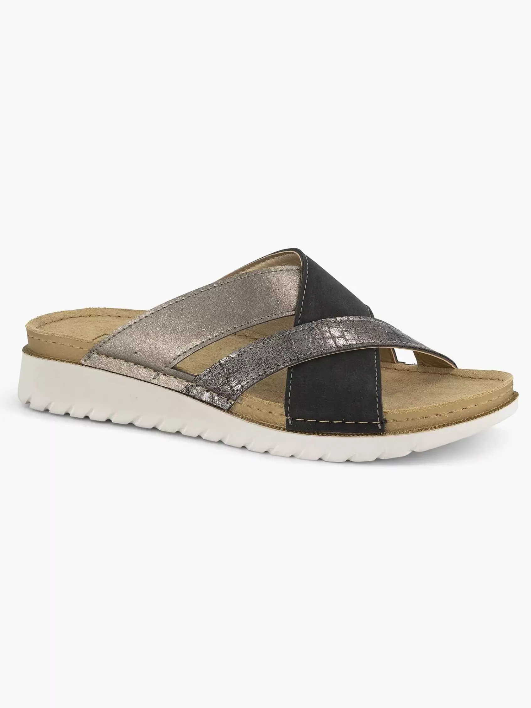 Dames Easy Street Sandalen-Zilveren Comfort Slipper