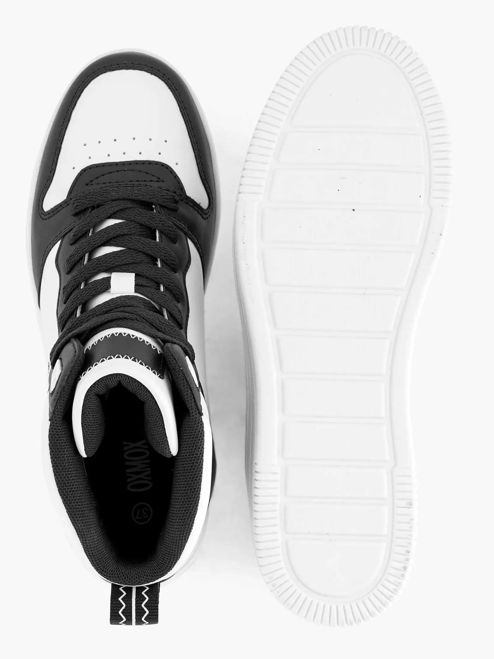 Dames Oxmox Sneakers-Zwart Witte Hoge Sneaker