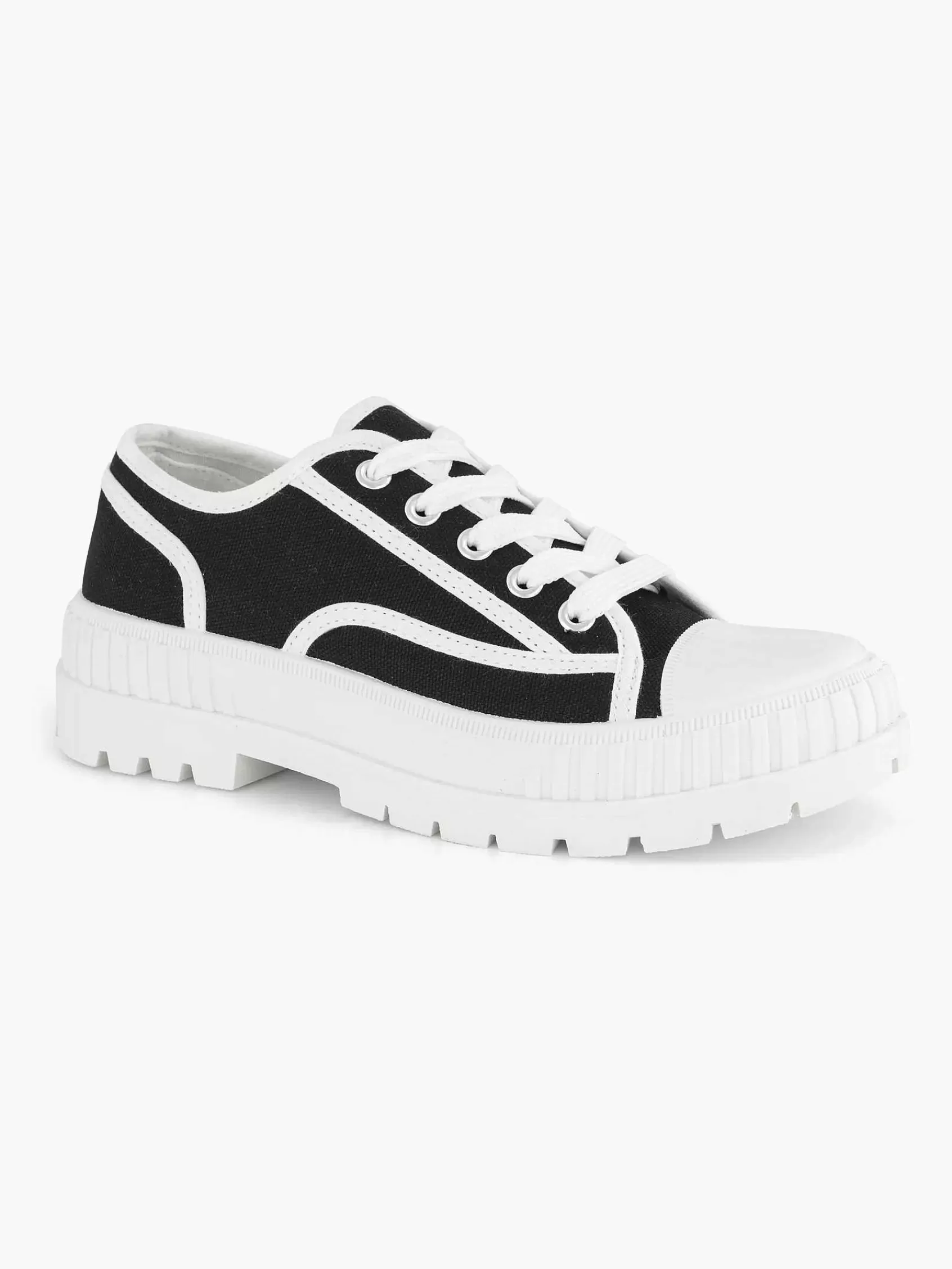 Dames Graceland Sneakers-Zwarte Canvas Chunky Sneaker