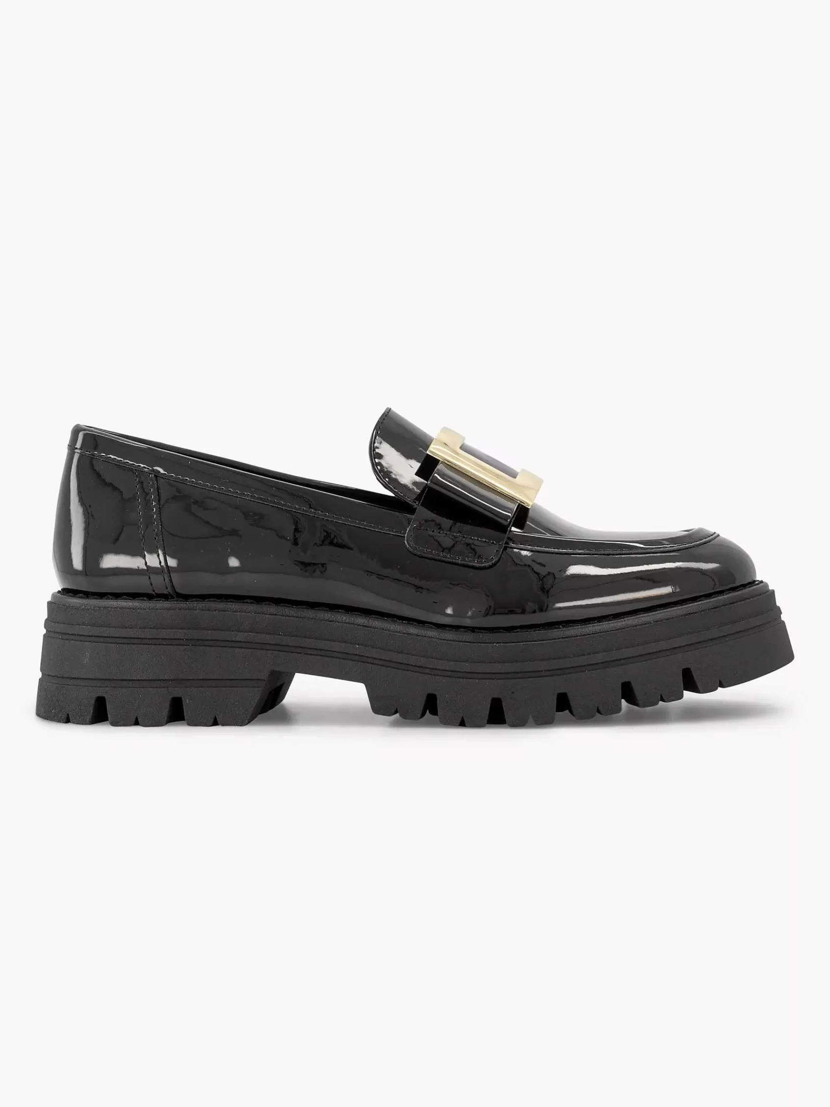 Dames Oxmox Instappers-Zwarte Chunky Loafer Lak