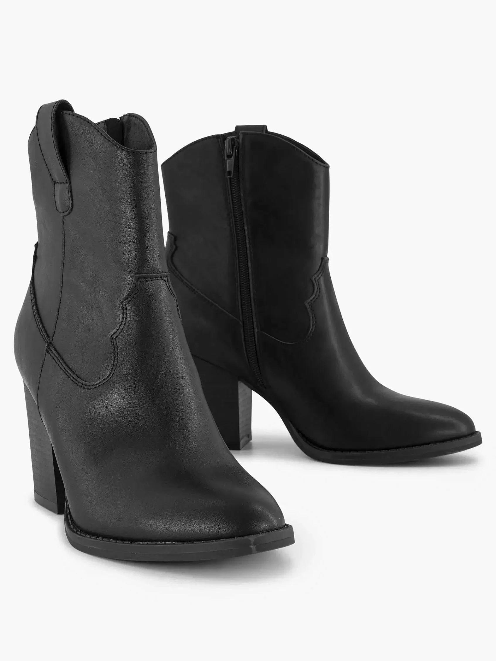 Dames Graceland Enkellaarzen & Boots-Zwarte Cowboy Laars Hak