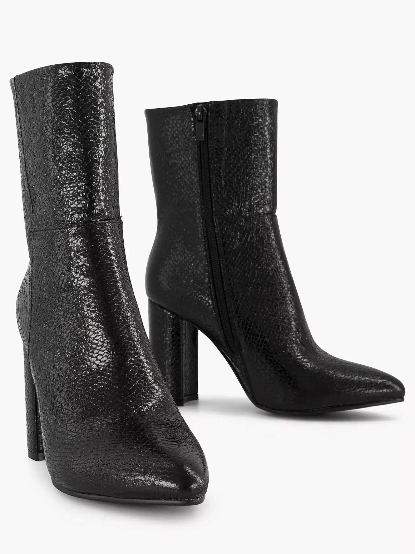 Dames Oxmox Enkellaarzen & Boots-Zwarte Enkellaars Slangenprint