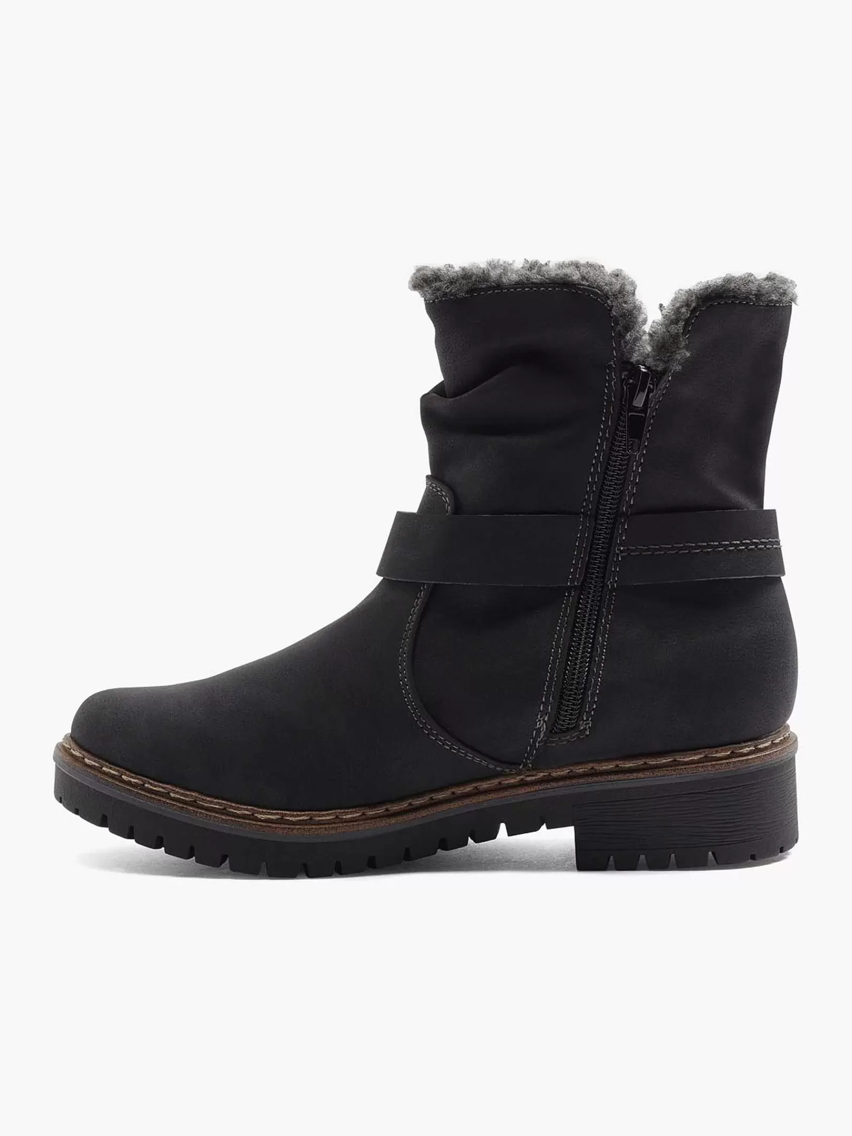 Dames Easy Street Comfort Schoenen-Zwarte Enkellaars Warm Gevoerd