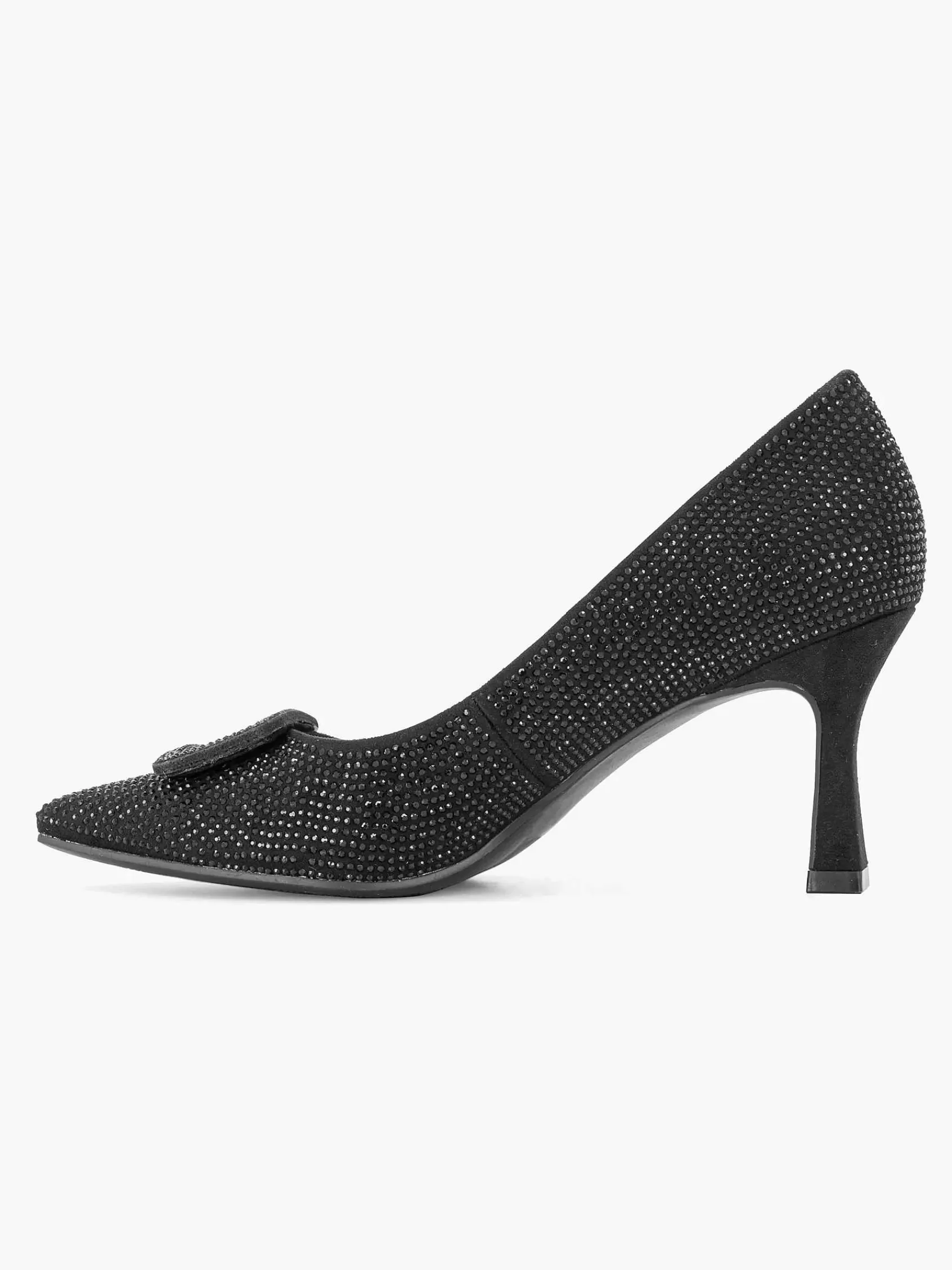 Dames Graceland Hoge Hakken-Zwarte Glitter Pump Gesp