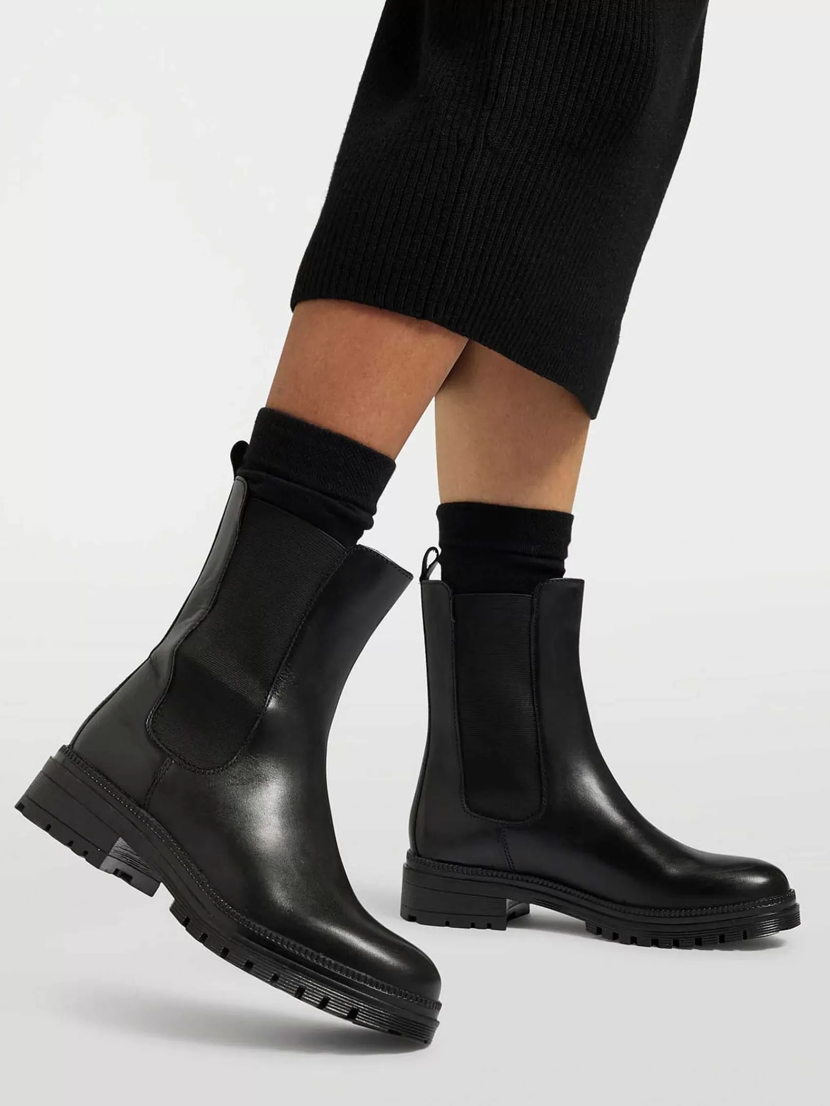 Dames 5th Avenue Enkellaarzen & Boots-Zwarte Leren Chelsea Boot