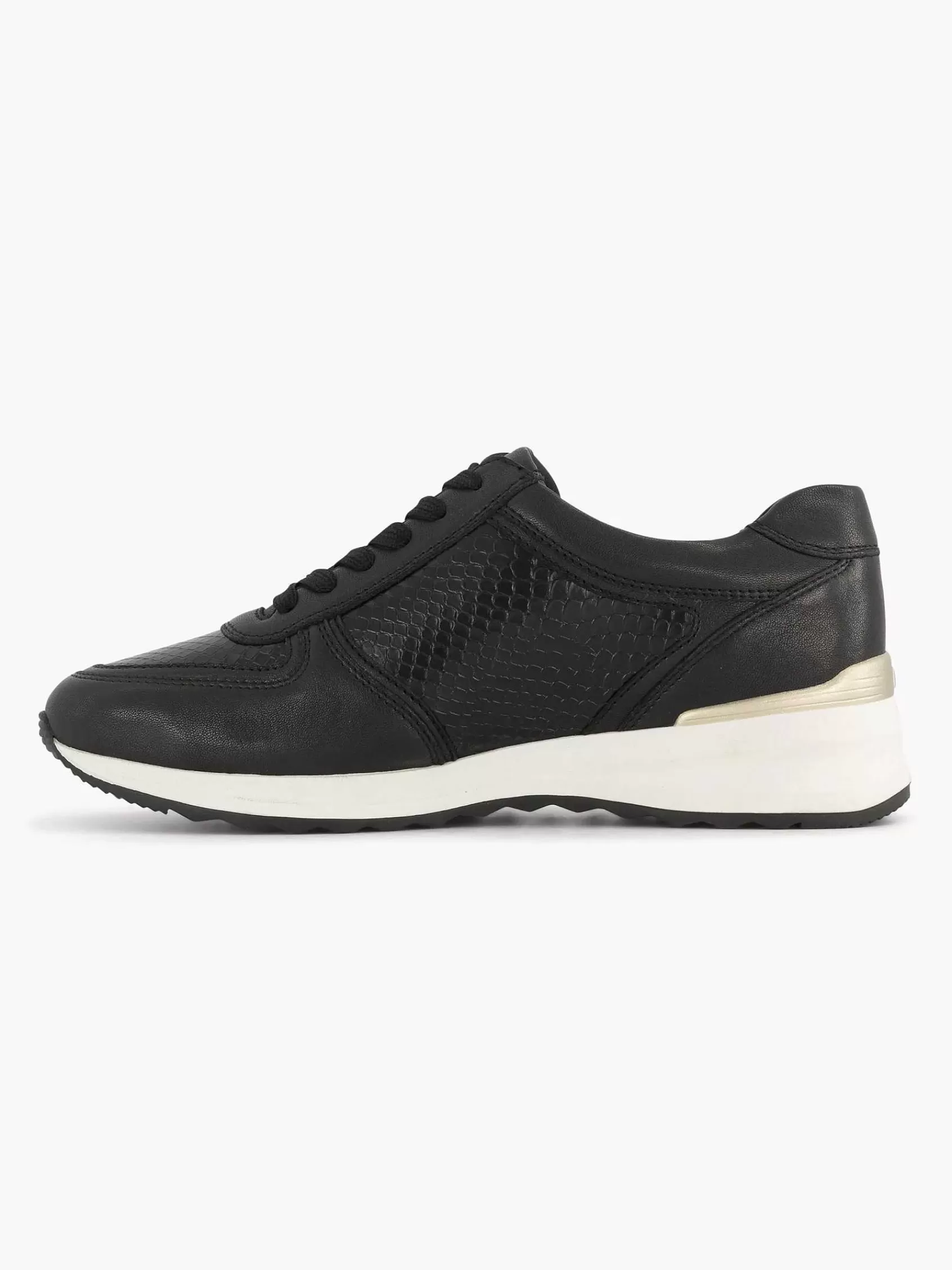 Dames Medicus Comfort Schoenen-Zwarte Leren Comfort Sneaker