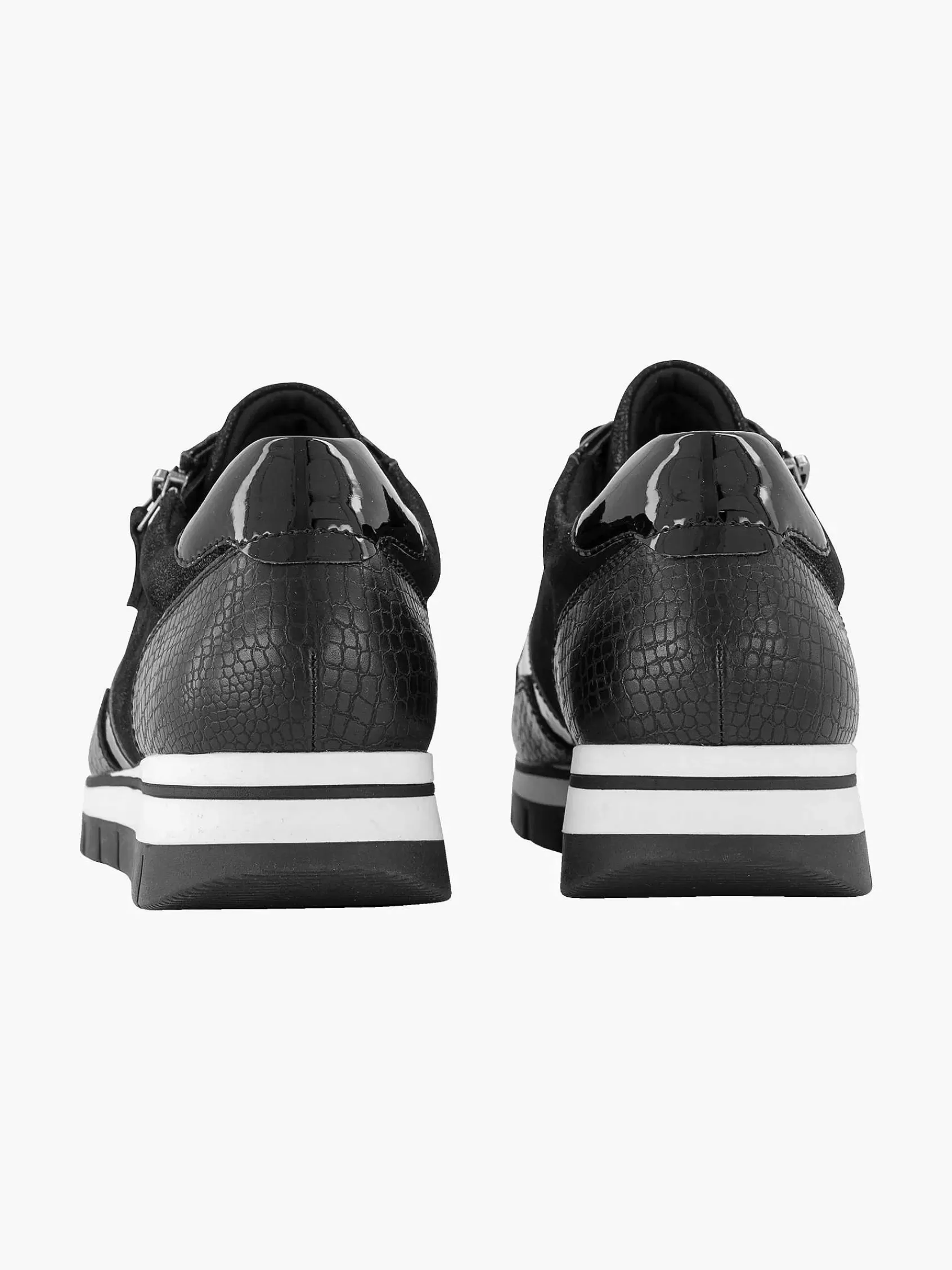 Dames Medicus Comfort Schoenen-Zwarte Leren Comfort Sneaker Croco