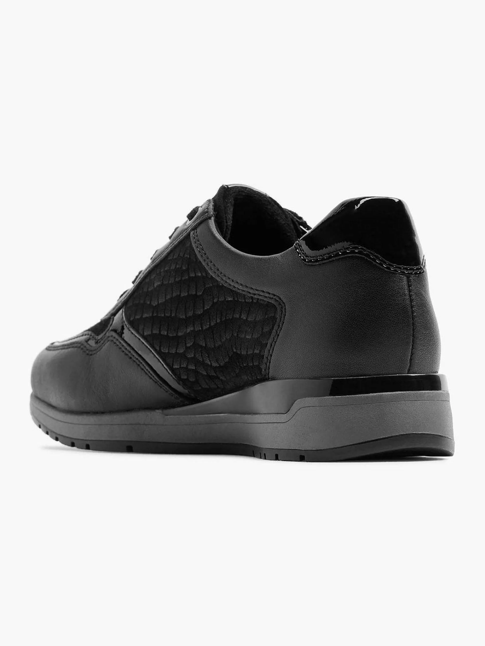 Dames Medicus Comfort Schoenen-Zwarte Leren Comfort Veterschoen