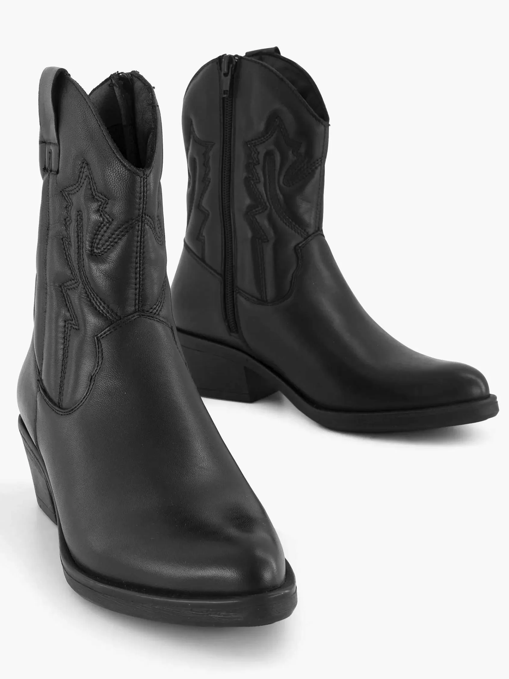 Dames Oxmox Enkellaarzen & Boots-Zwarte Leren Cowboy Laars