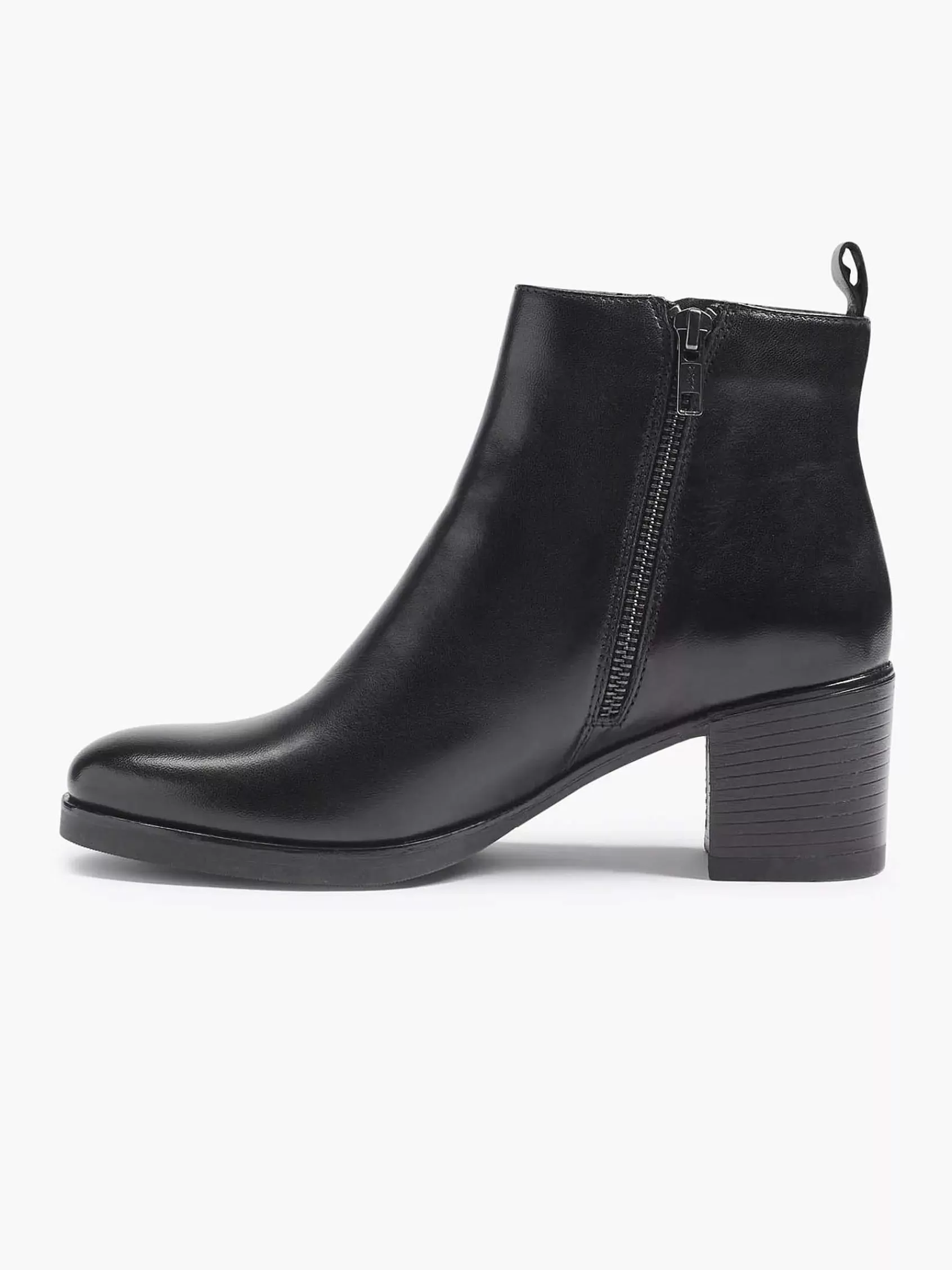 Dames 5th Avenue Enkellaarzen & Boots-Zwarte Leren Enkellaars Hak