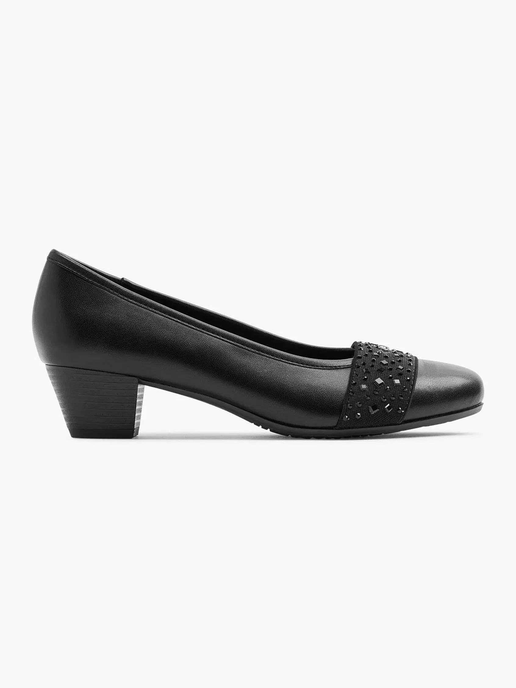 Dames Easy Street Comfort Schoenen-Zwarte Leren Pump