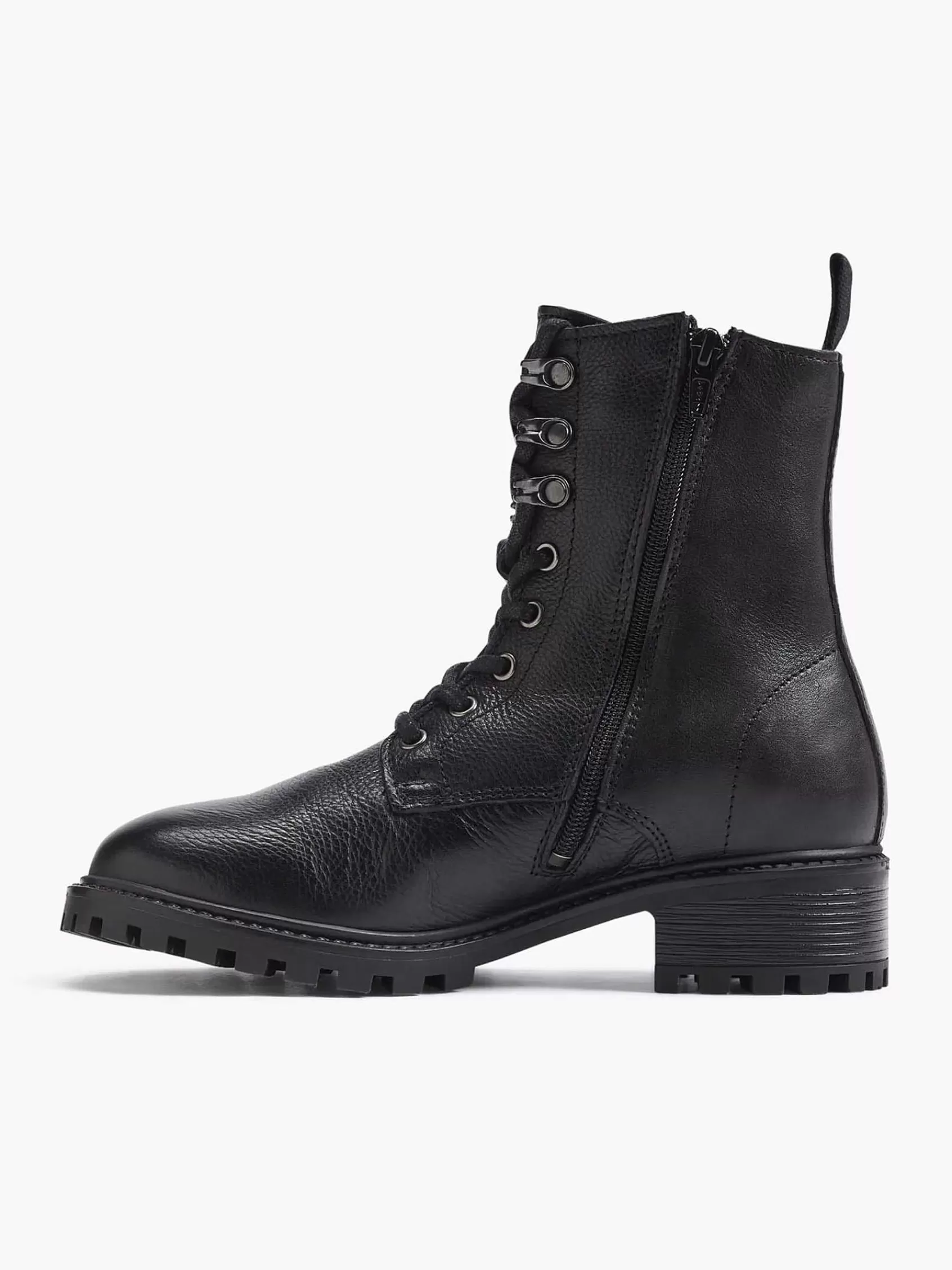 Dames 5th Avenue Enkellaarzen & Boots-Zwarte Leren Veterboot