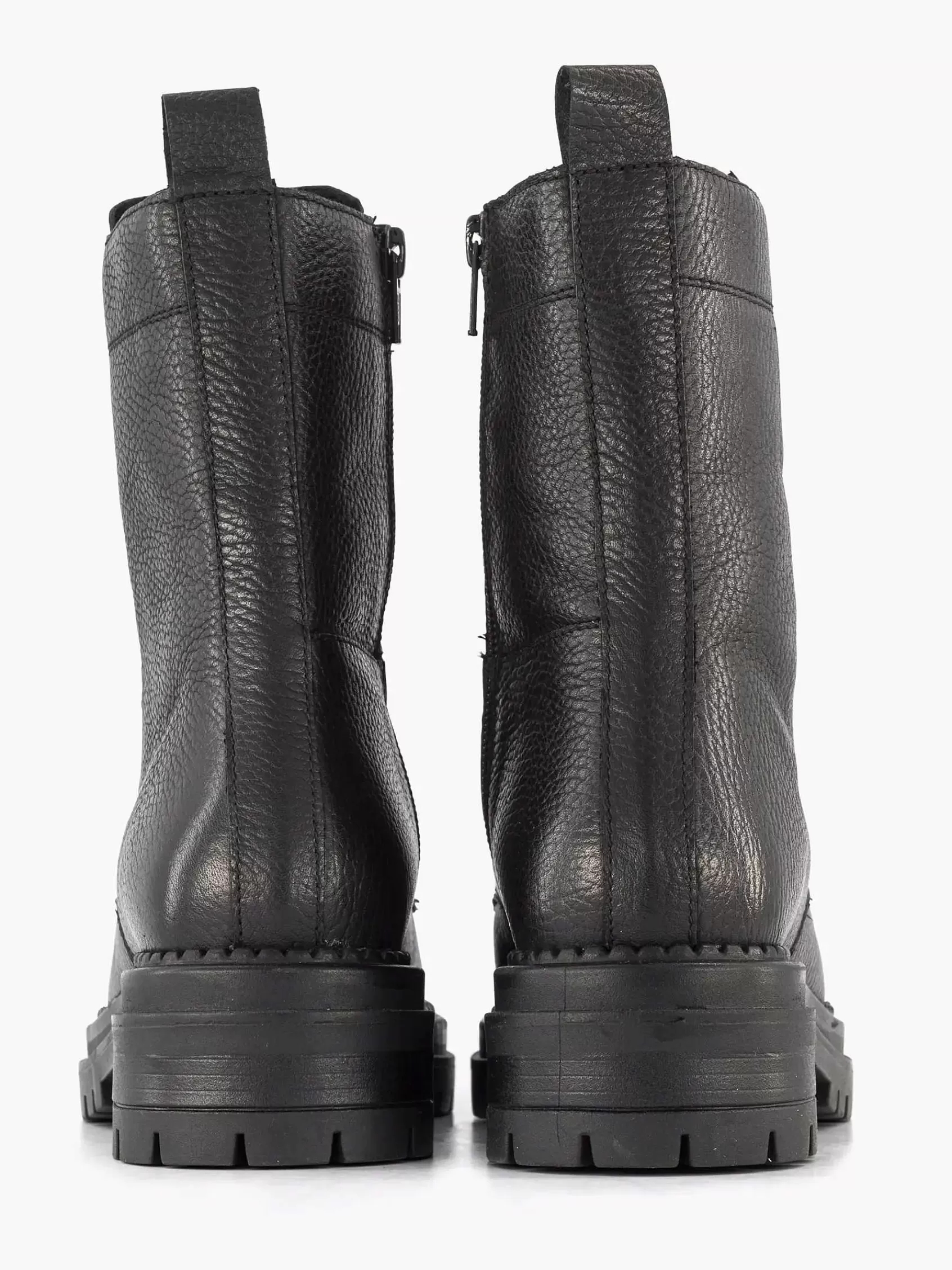 Dames 5th Avenue Enkellaarzen & Boots-Zwarte Leren Veterboot