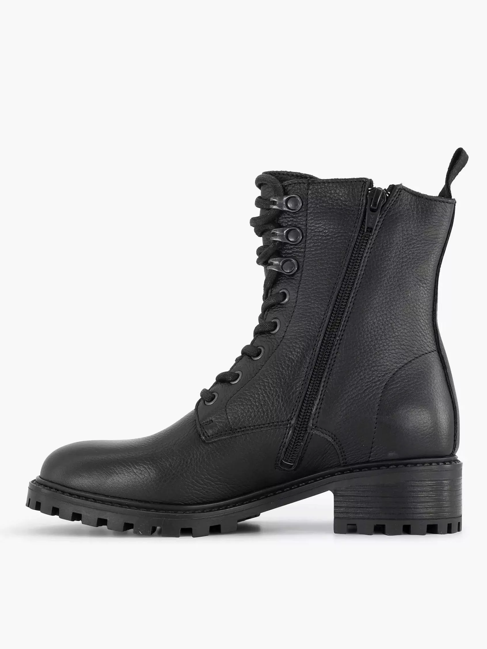 Dames 5th Avenue Enkellaarzen & Boots-Zwarte Leren Veterboot