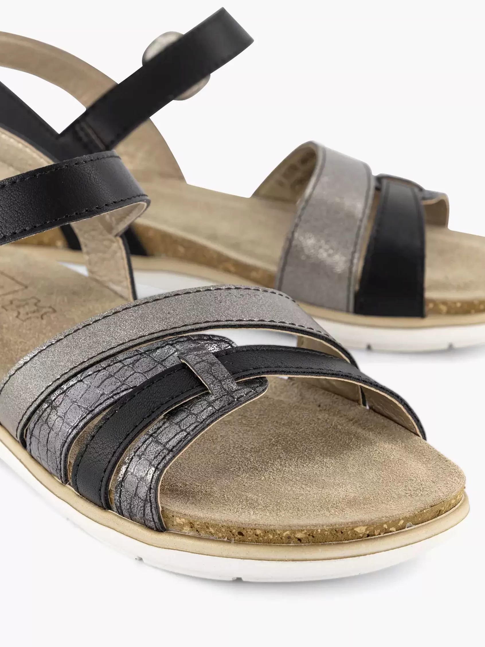 Dames Easy Street Sandalen-Zwarte Sandaal Gespsluiting