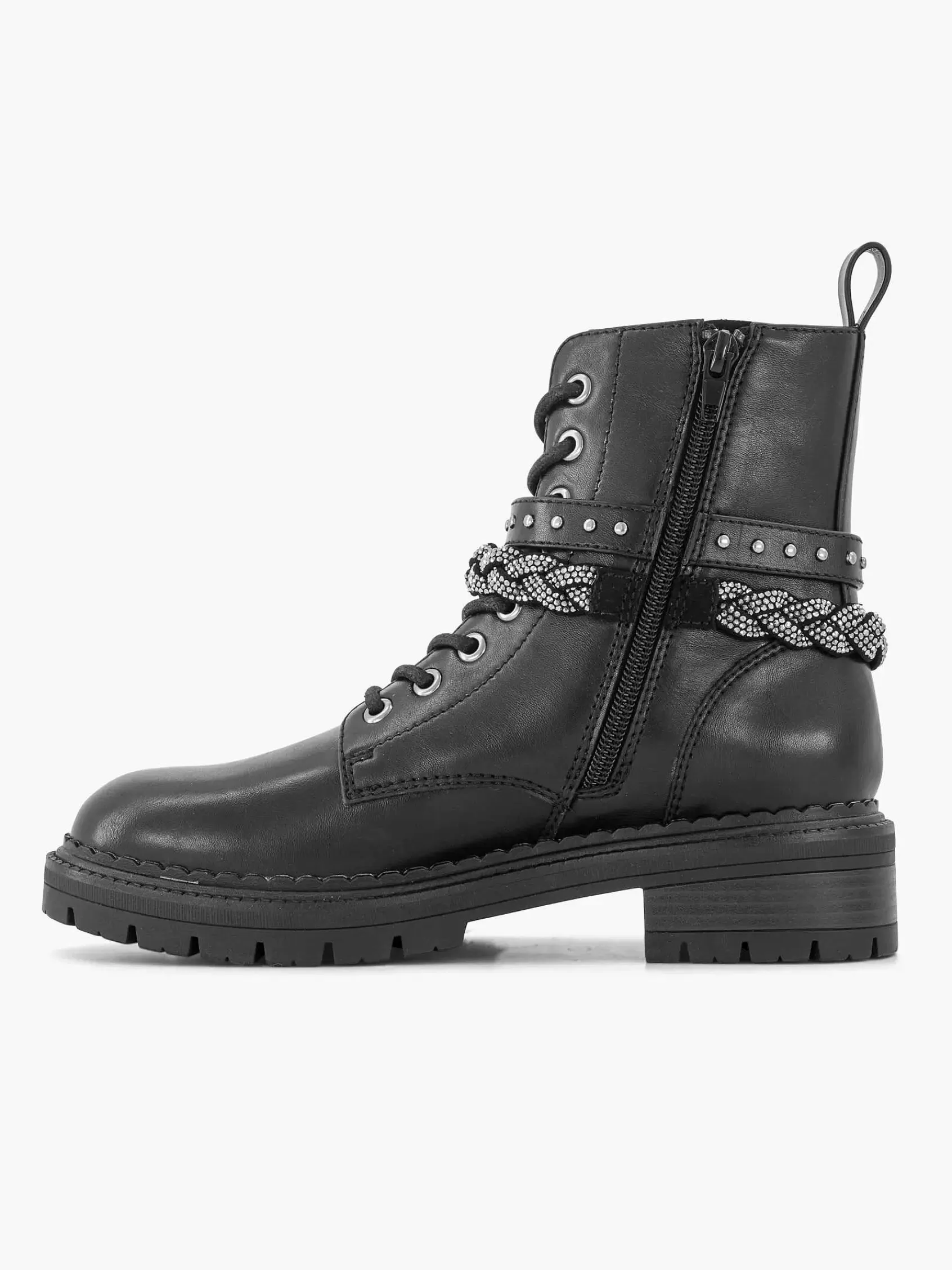 Dames Graceland Enkellaarzen & Boots-Zwarte Veterboot